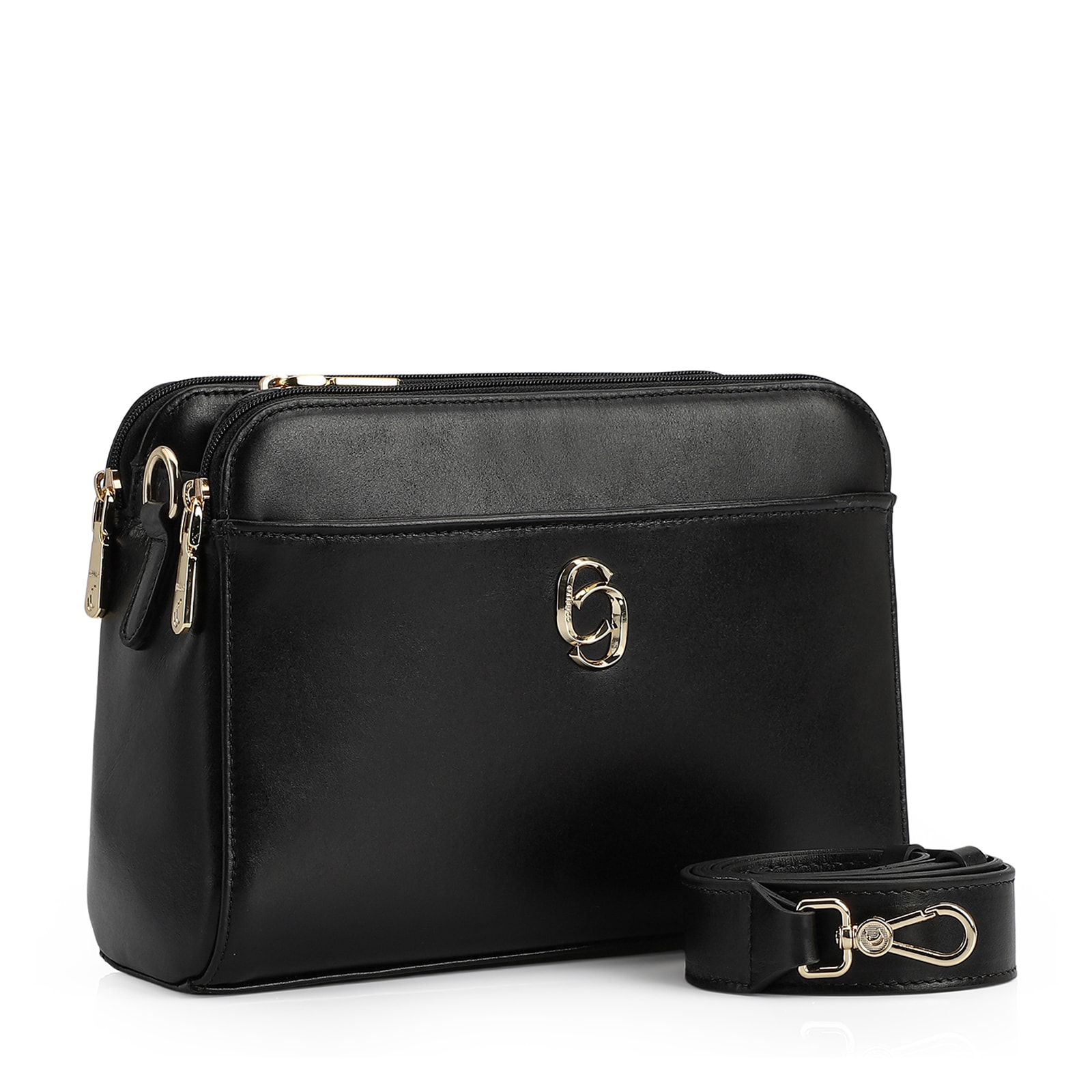 Bolsa Transversal Couro Preto