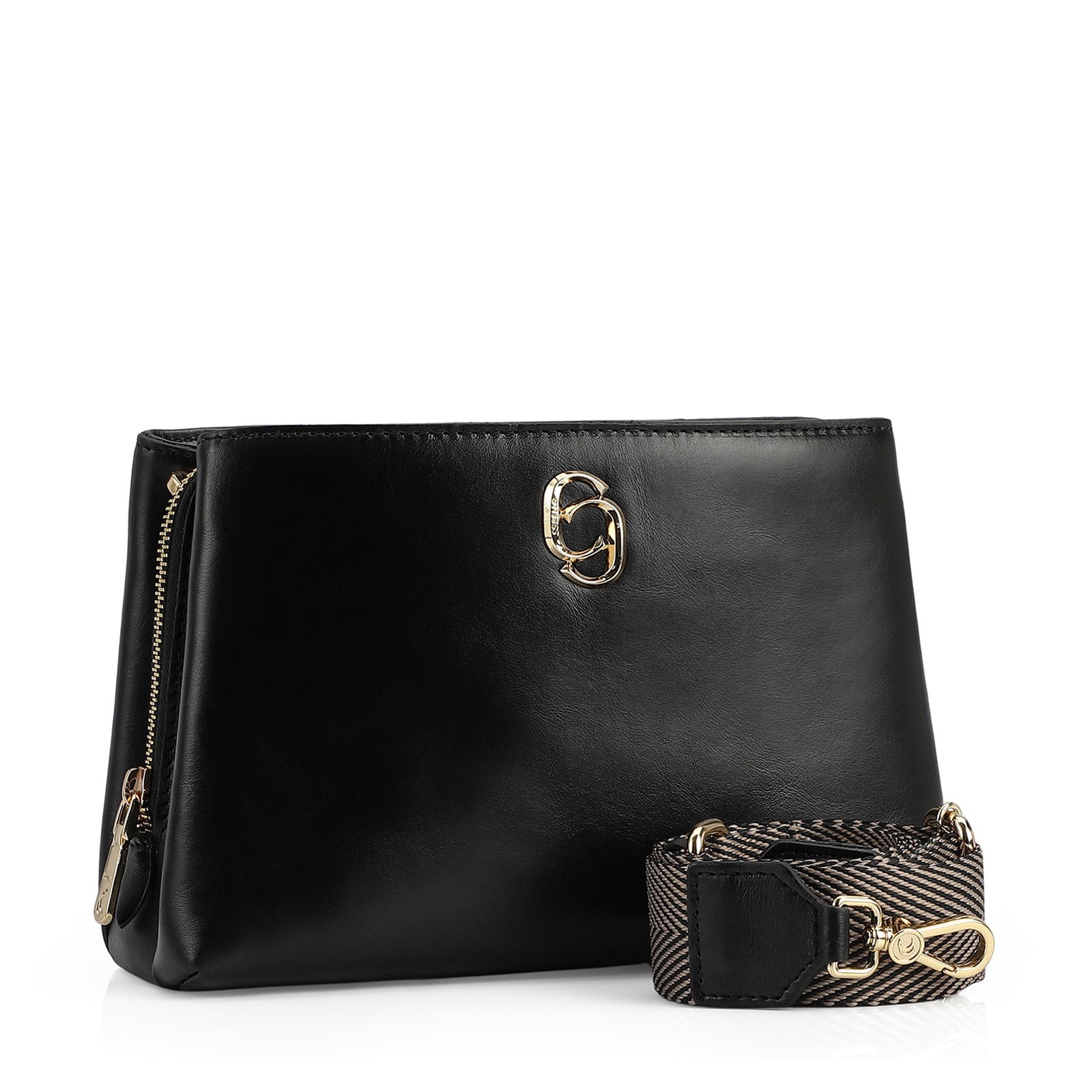 Bolsa Transversal Couro Preto