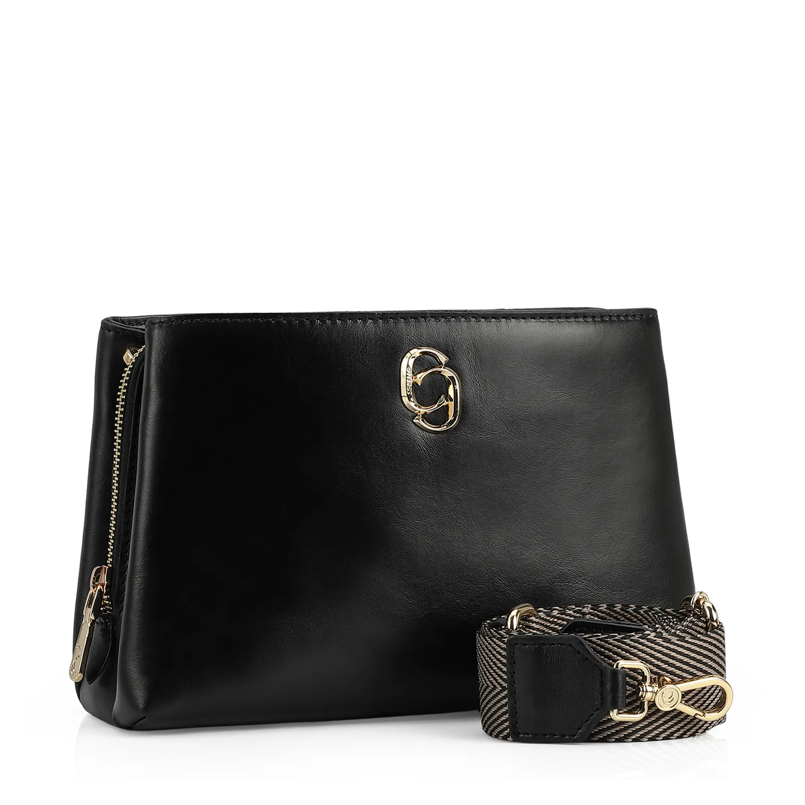 Bolsa Transversal Couro Preto