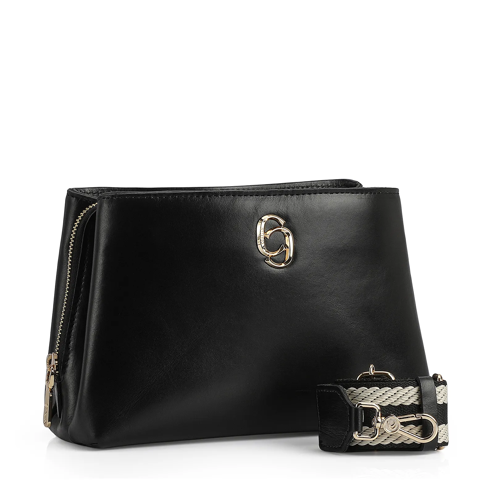 Bolsa Transversal Couro Preto