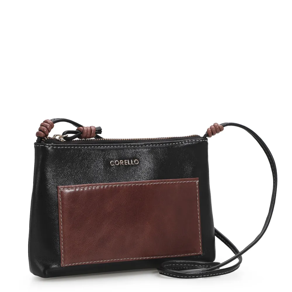 Bolsa Transversal Couro Preto/Marrom - imagem 3
