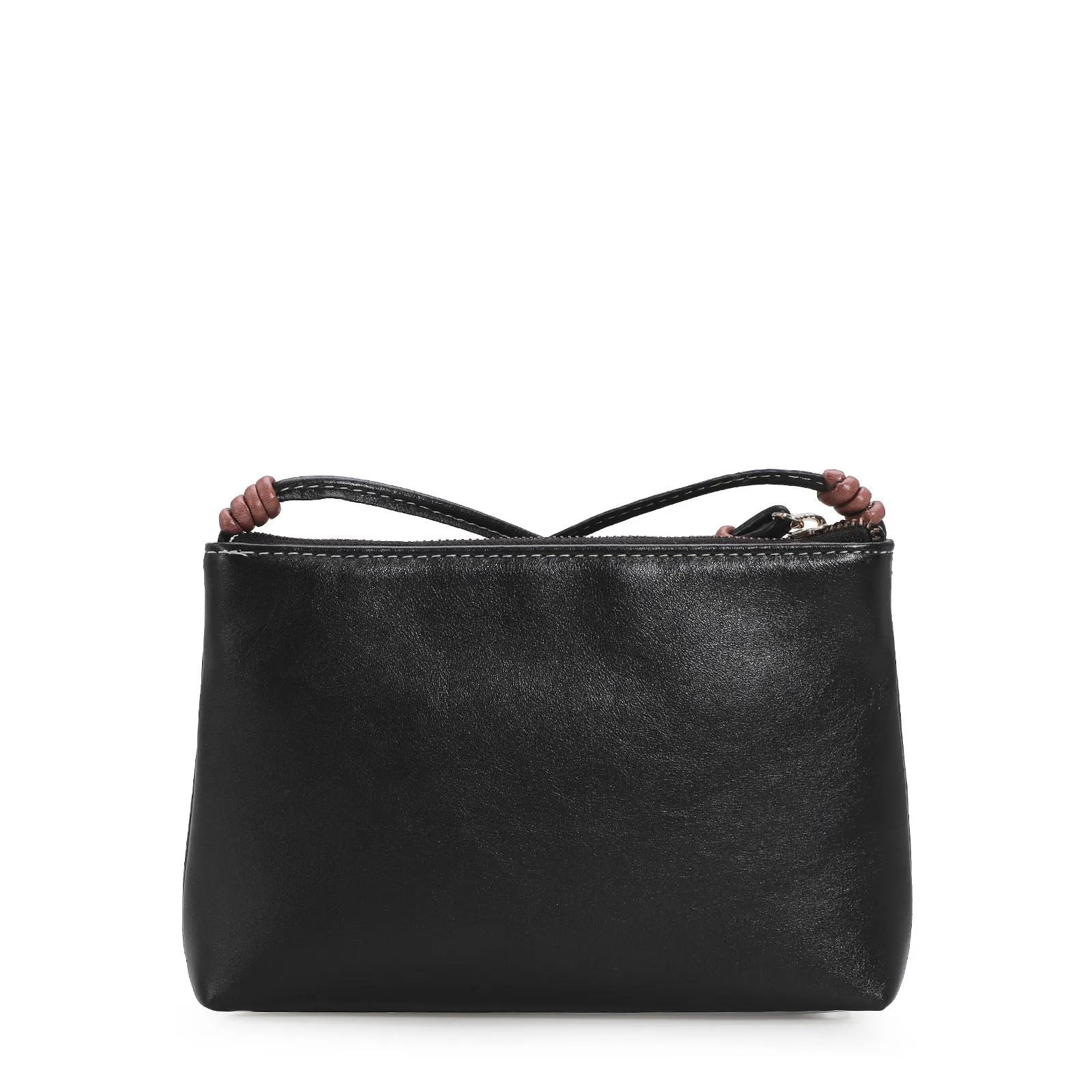 Bolsa Transversal Couro Preto/Marrom