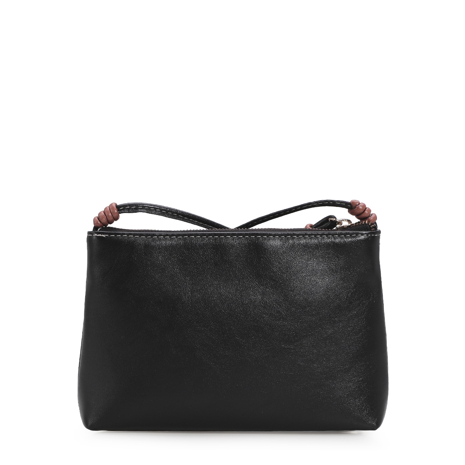 Bolsa Transversal Couro Preto/Marrom