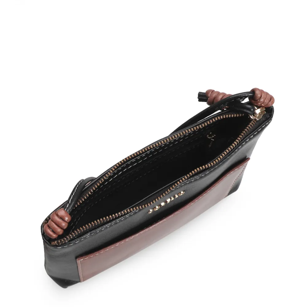 Bolsa Transversal Couro Preto/Marrom - imagem 5