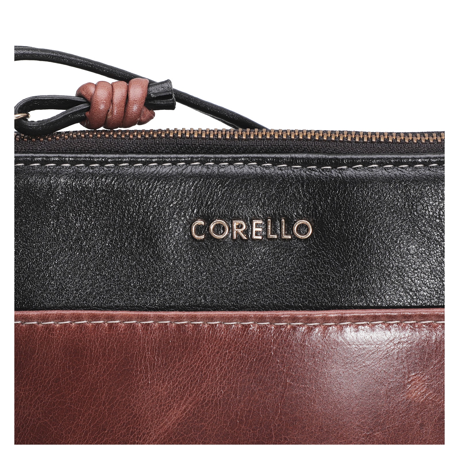 Bolsa Transversal Couro Preto/Marrom