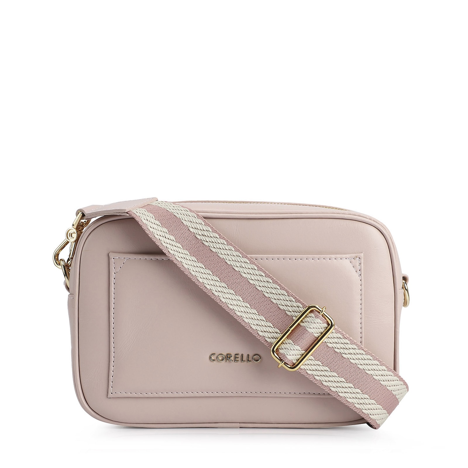 Bolsa Transversal Couro Rosa