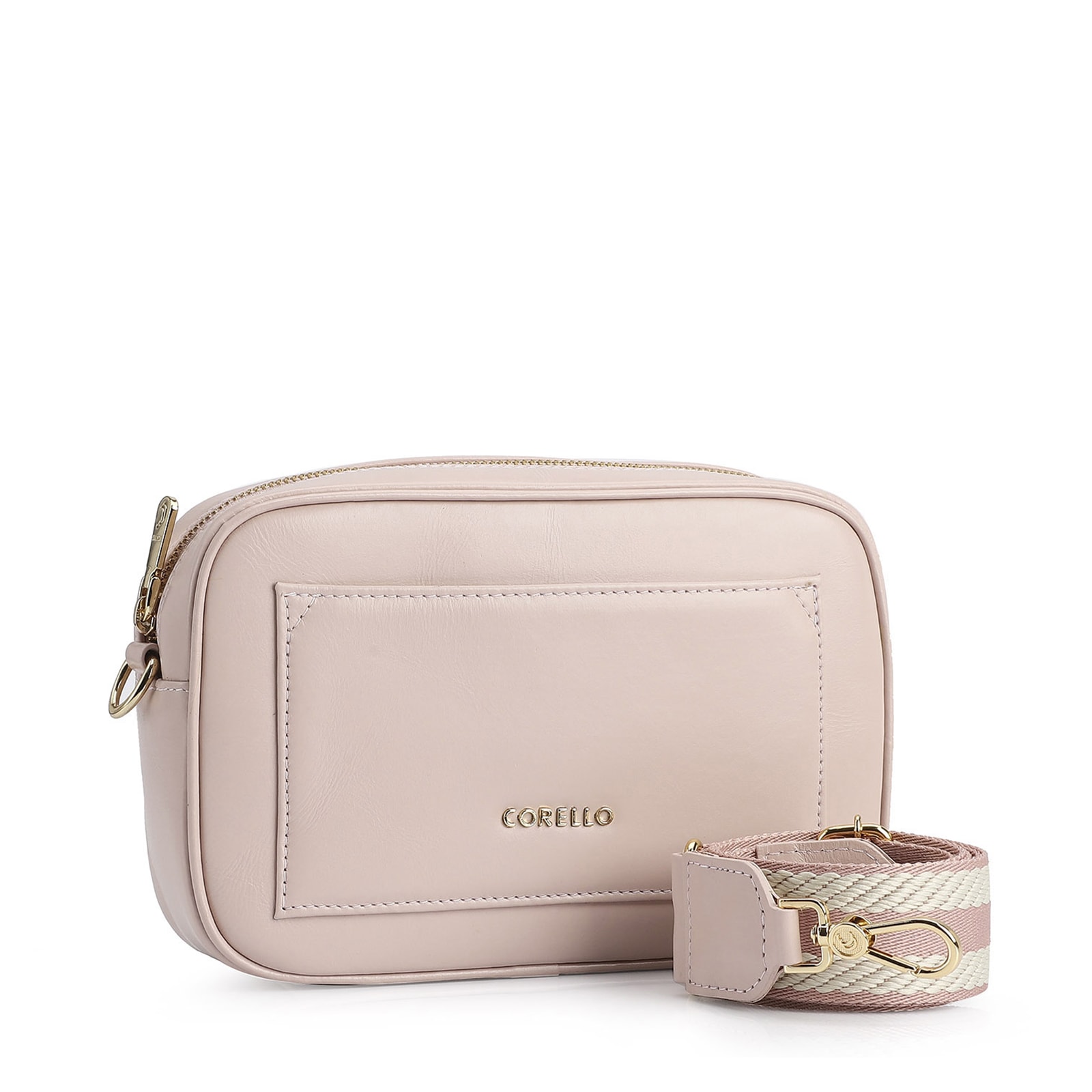 Bolsa Transversal Couro Rosa