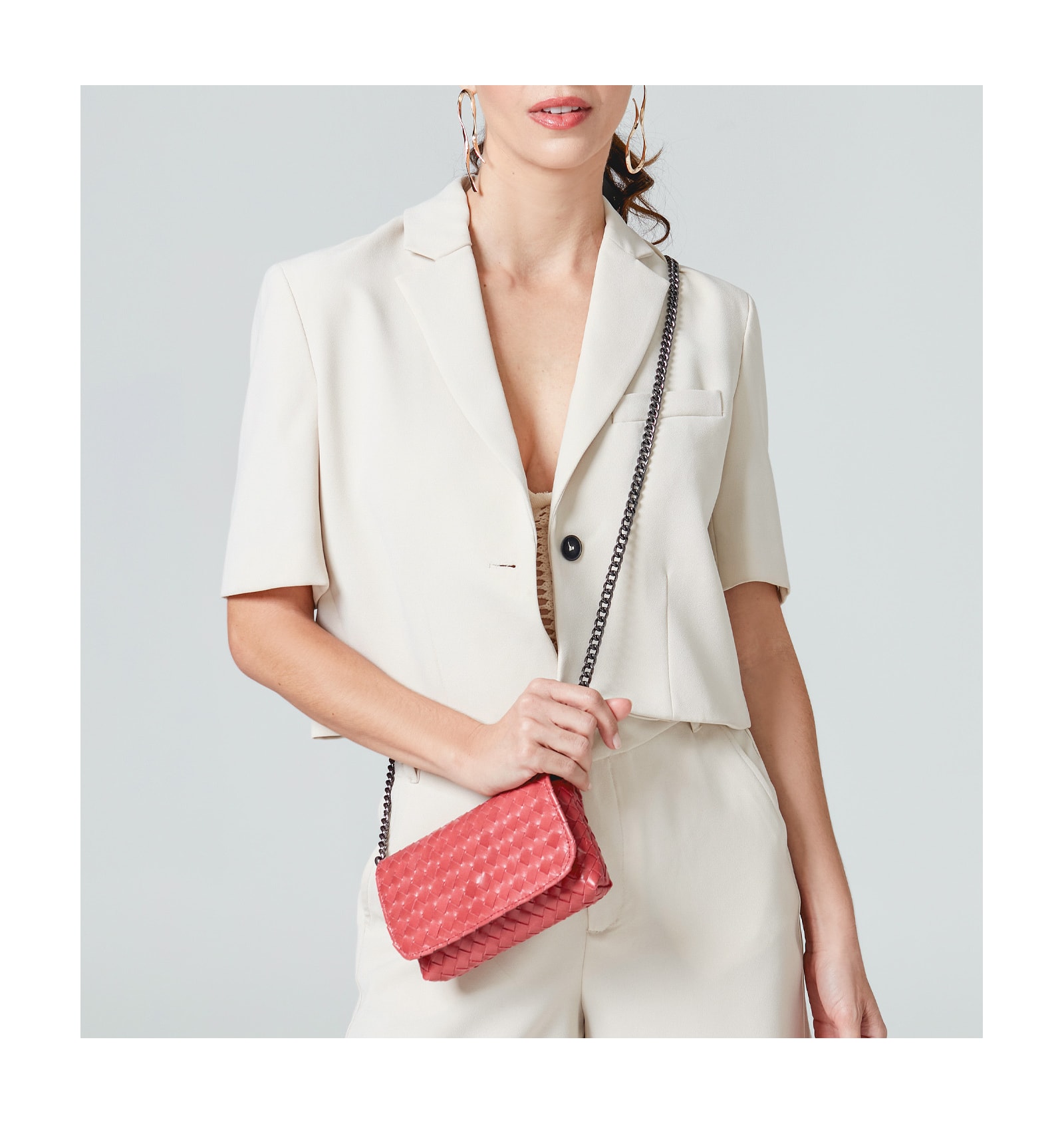 Bolsa Transversal Couro Rosa