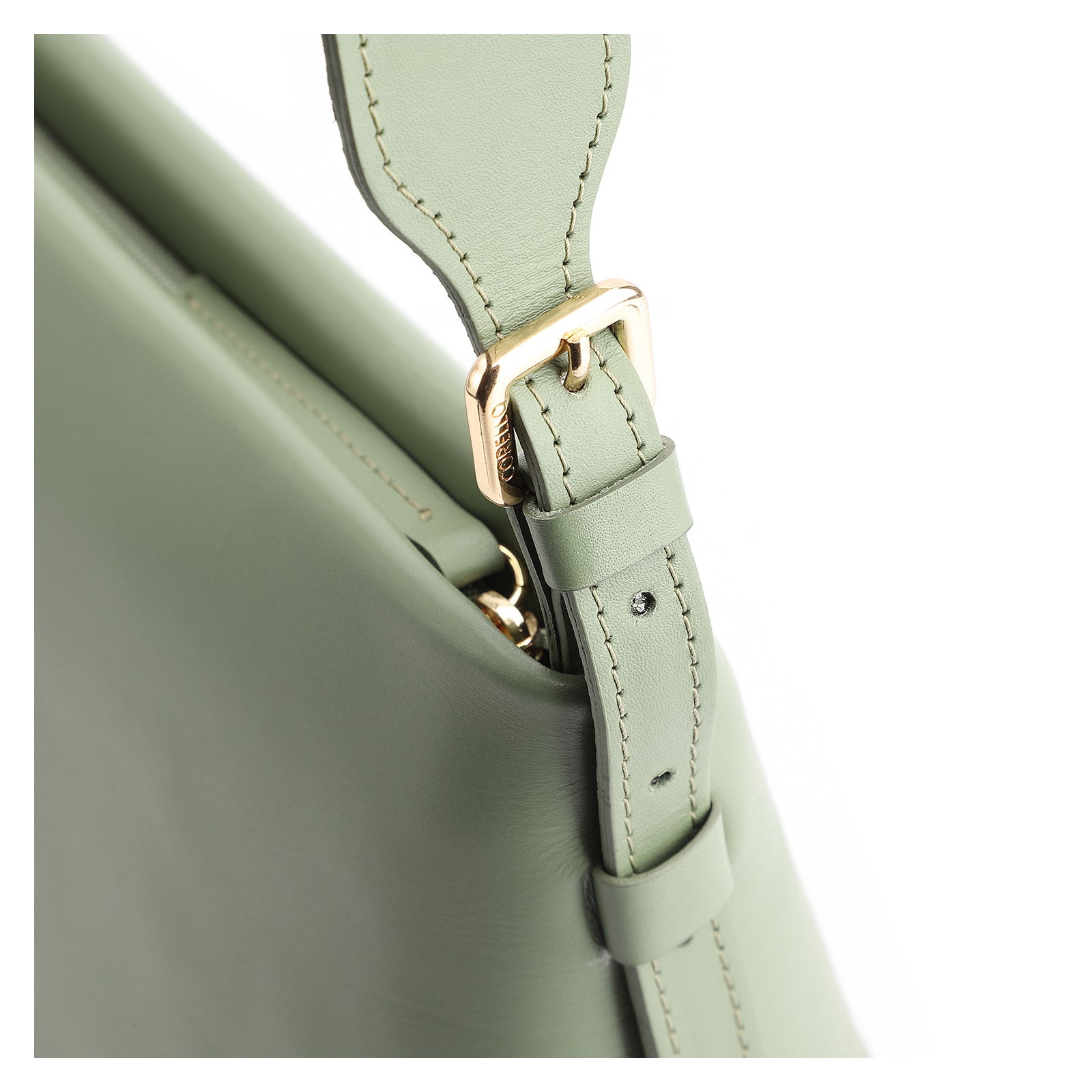 Bolsa Transversal Couro Verde Claro/Alça Alt Tramado Verde