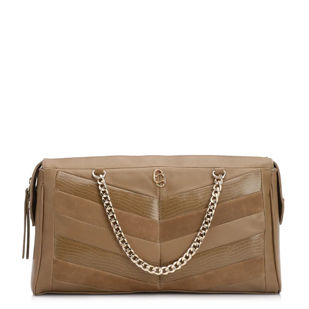 Bolsa Transversal Couro Verde/Couro Nobuck Verde/Lezard Verde