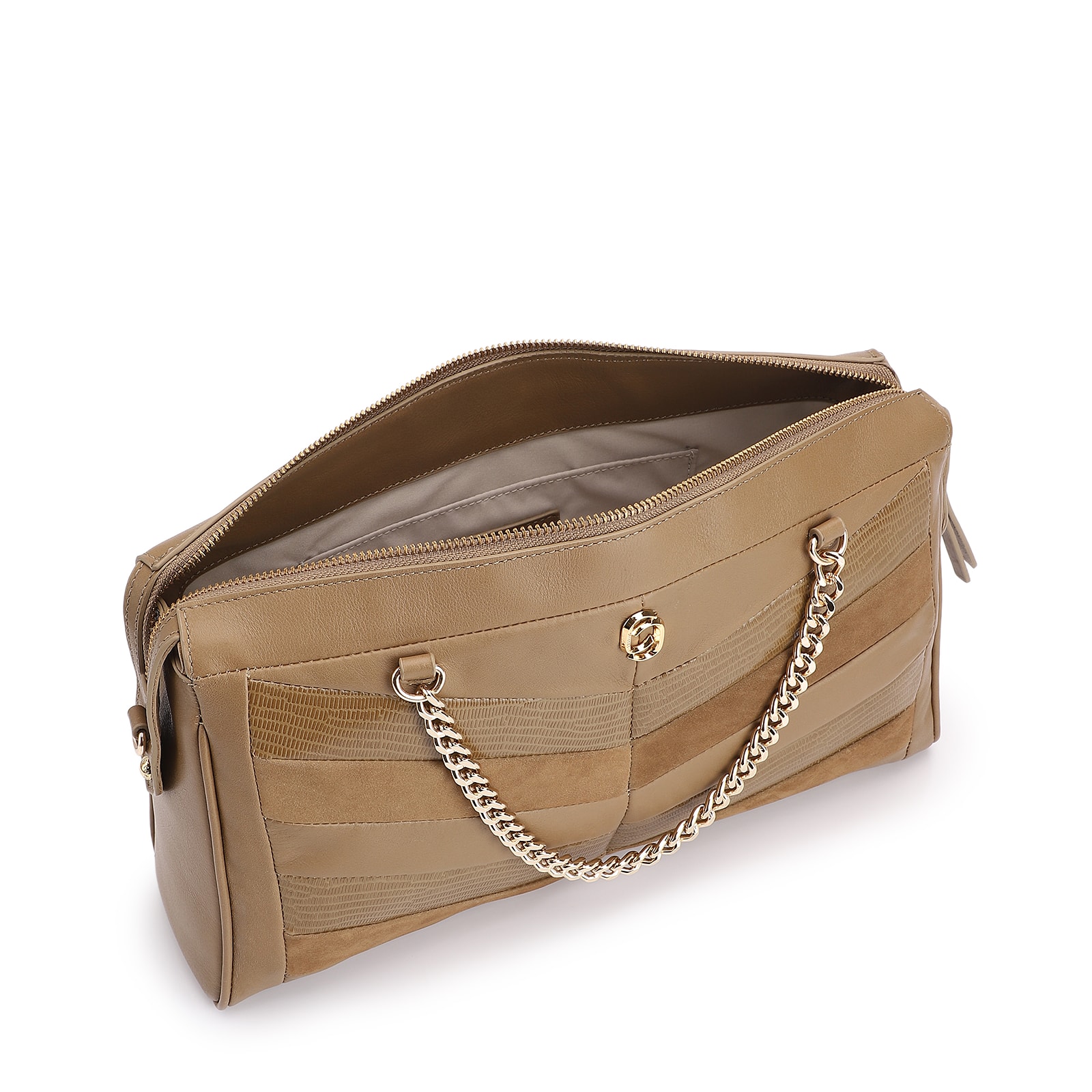Bolsa Transversal Couro Verde/Couro Nobuck Verde/Lezard Verde