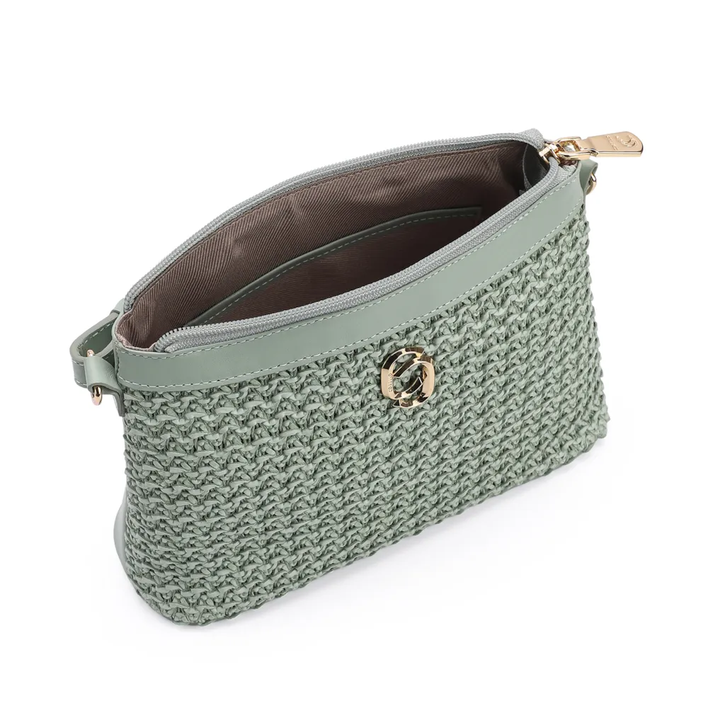 Bolsa Transversal Couro Verde/Crochet Verde - imagem 4