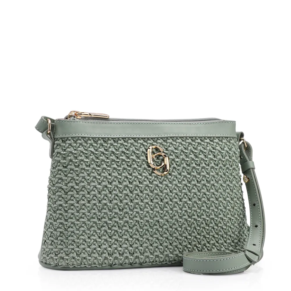 Bolsa Transversal Couro Verde/Crochet Verde - imagem 2