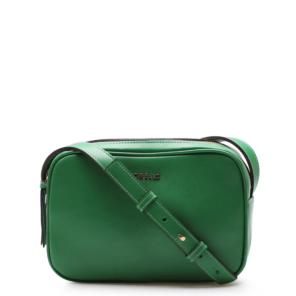 Bolsa Transversal Couro Verde Folha