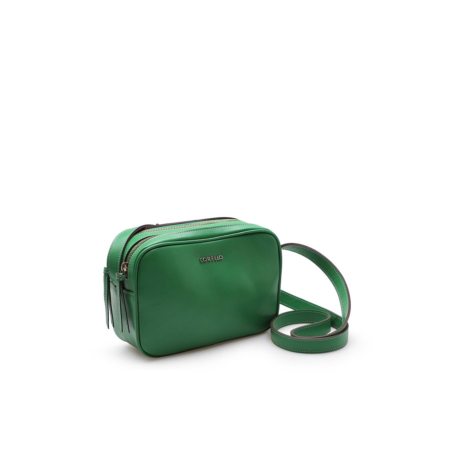 Bolsa Transversal Couro Verde Folha