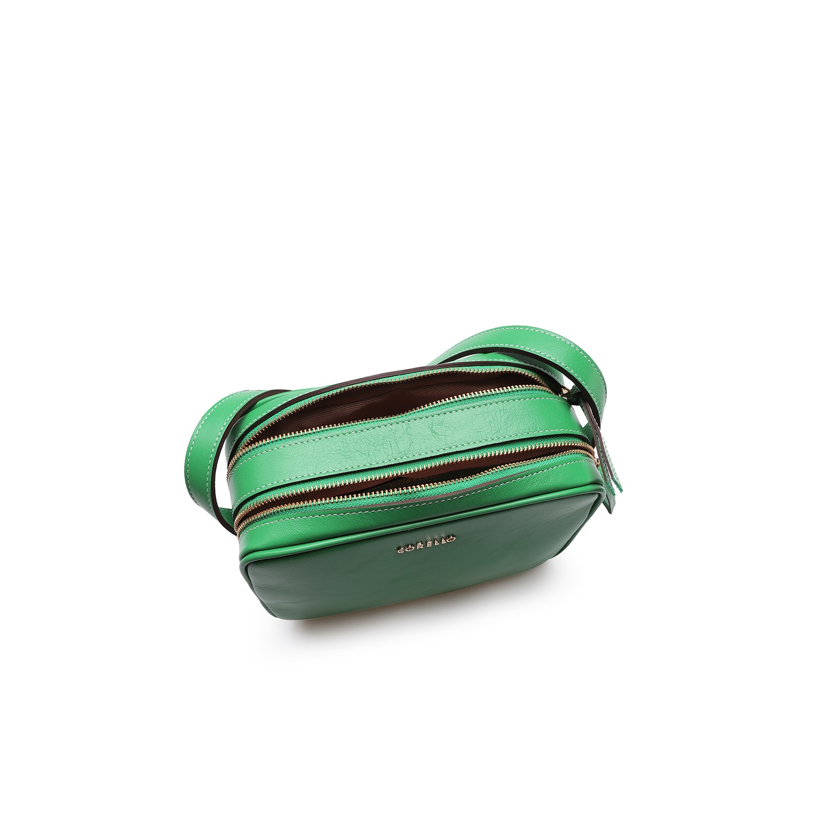 Bolsa Transversal Couro Verde Folha