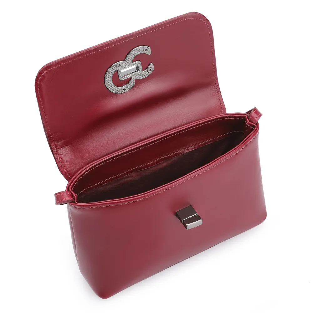 Bolsa Transversal Couro Vermelho Cereja - imagem 4
