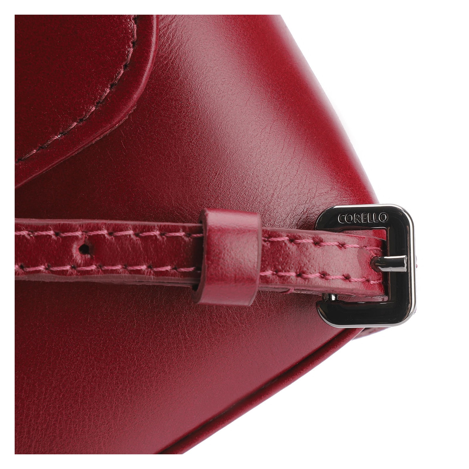 Bolsa Transversal Couro Vermelho Cereja
