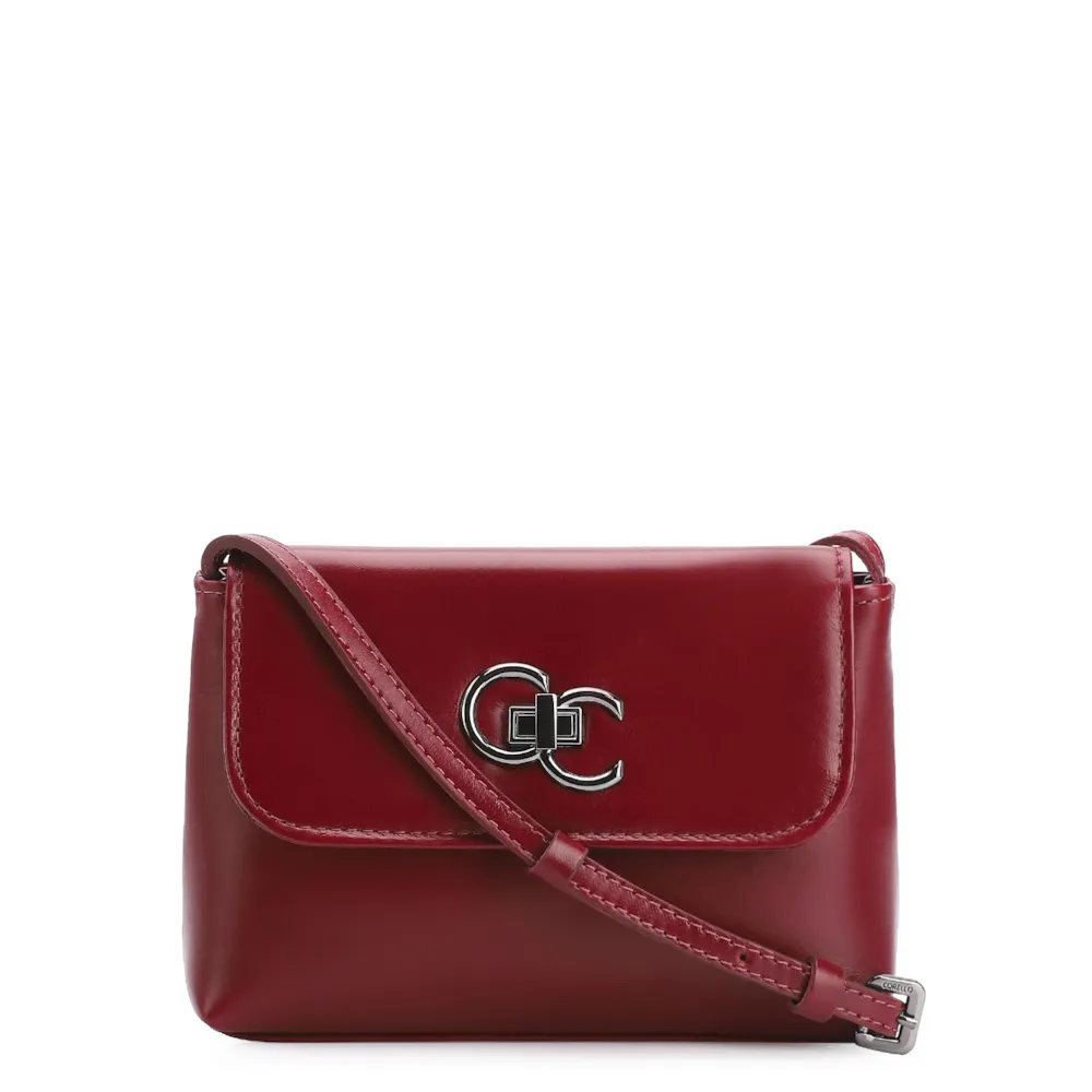 Bolsa Transversal Couro Vermelho Cereja