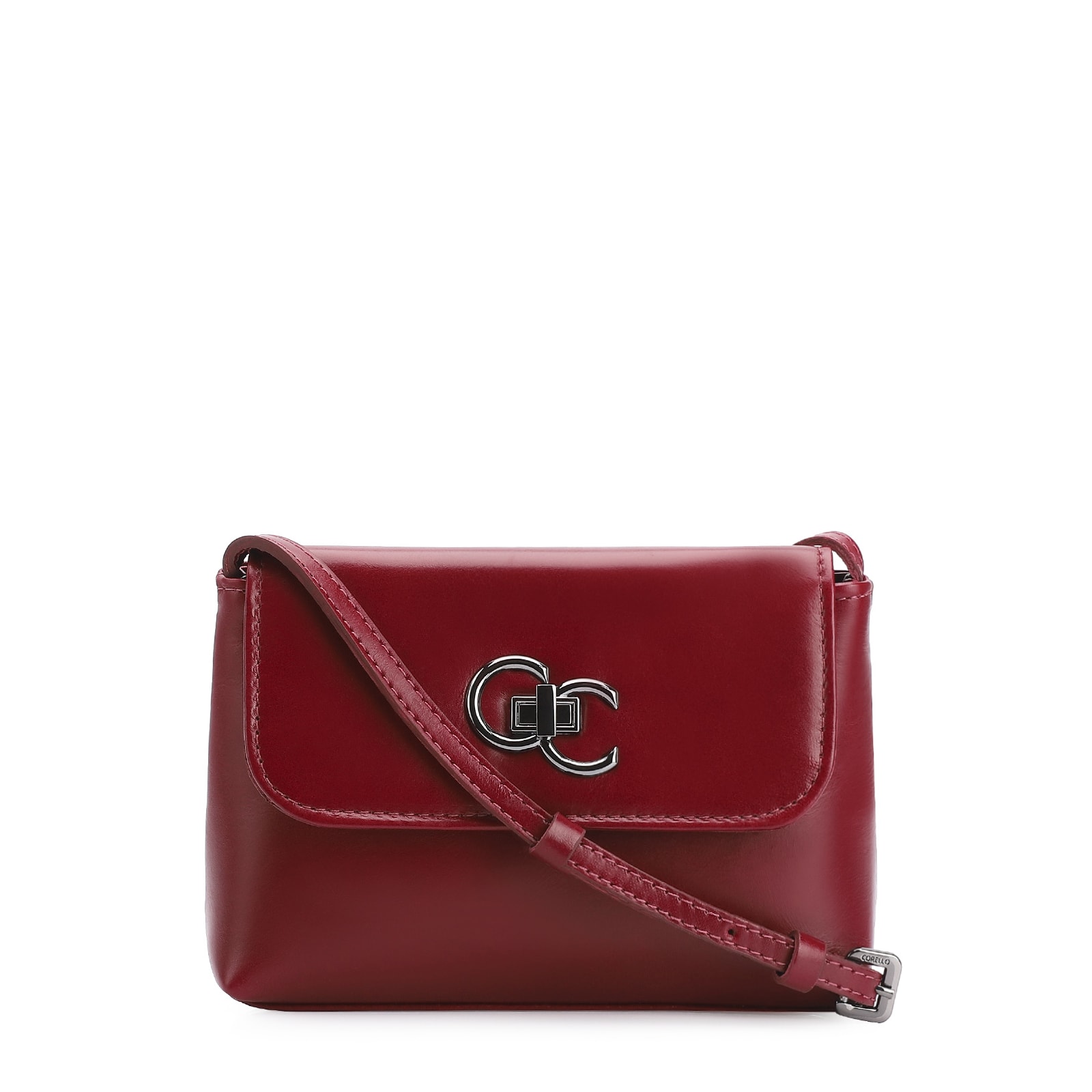 Bolsa Transversal Couro Vermelho Cereja