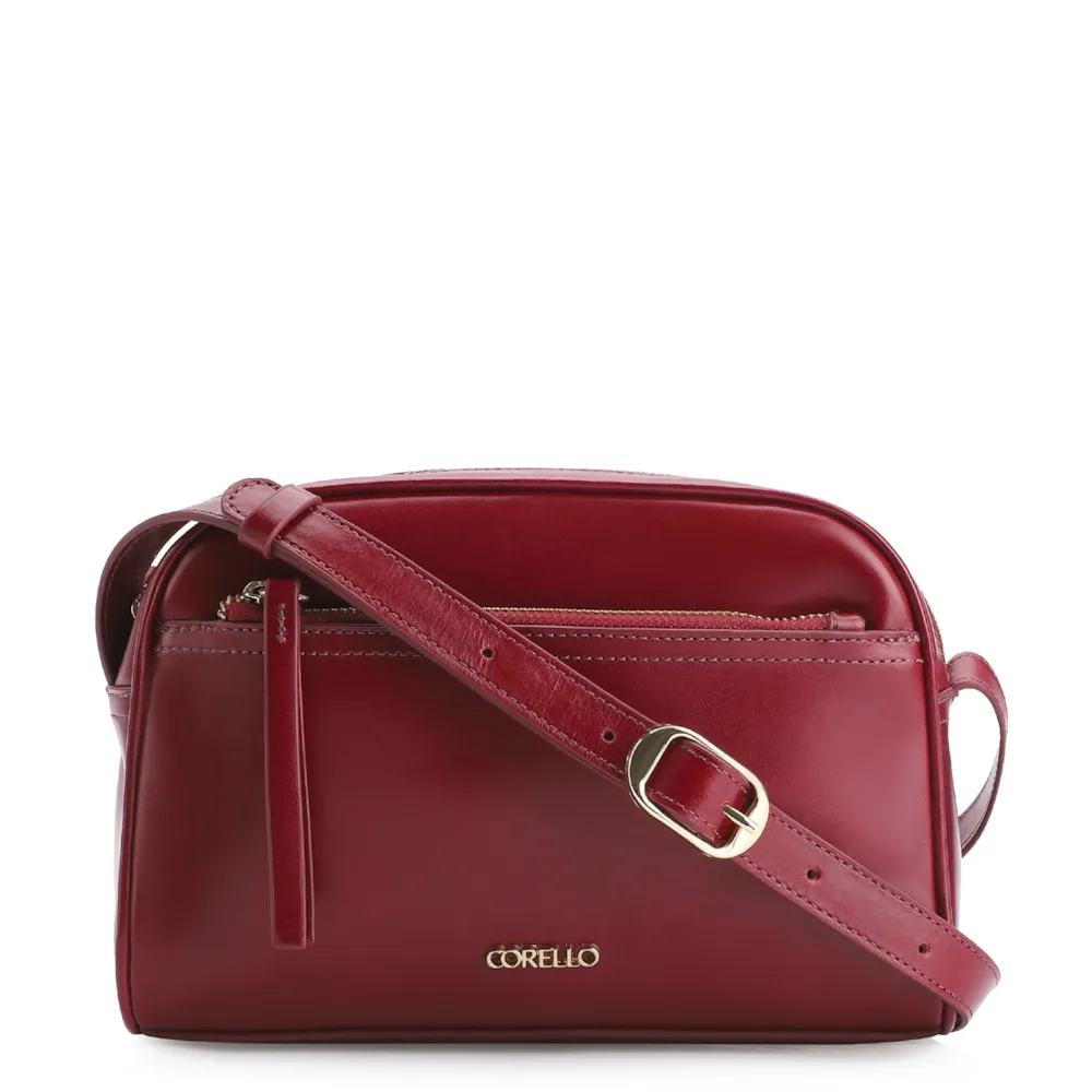 Bolsa Transversal Couro Vermelho Cereja