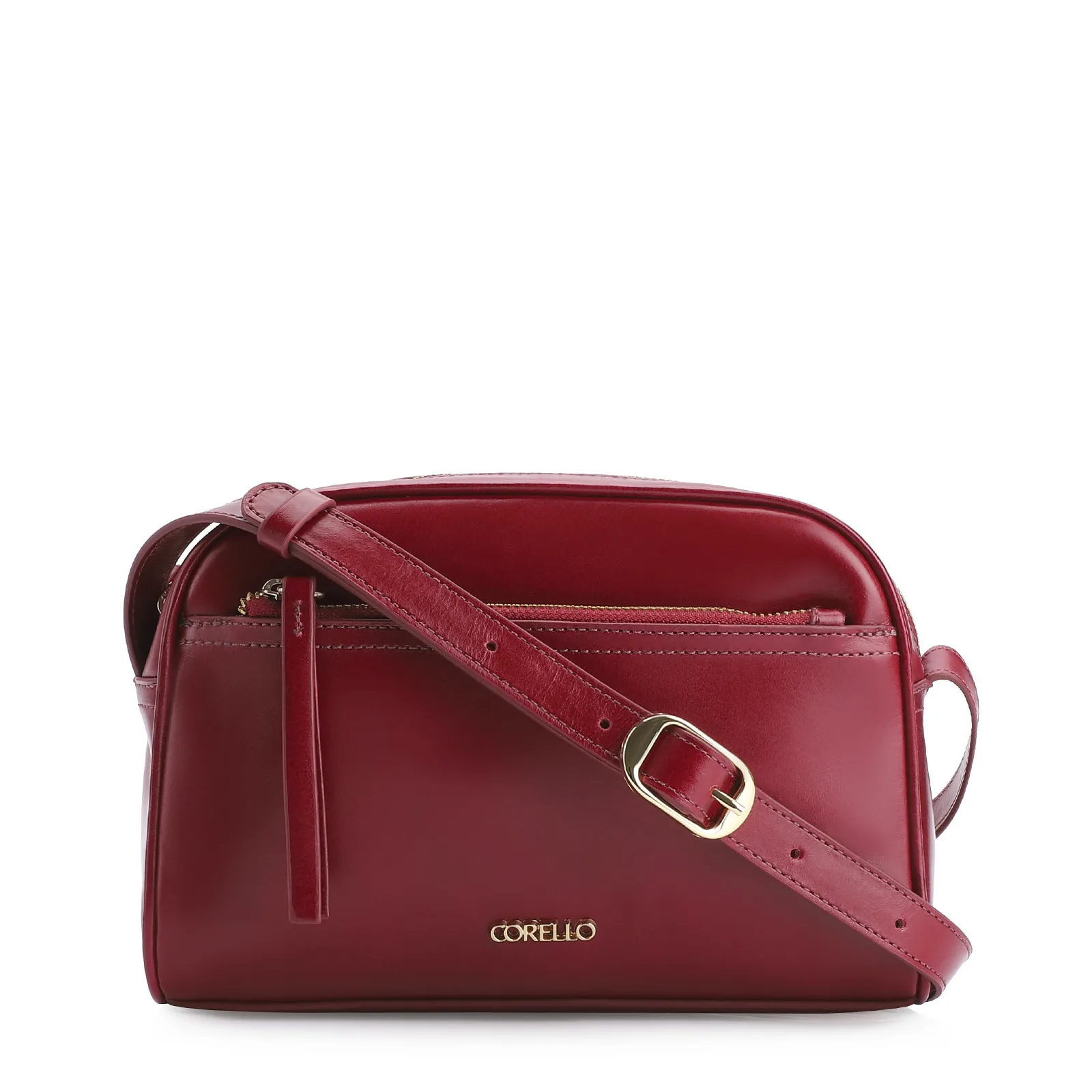 Bolsa Transversal Couro Vermelho Cereja