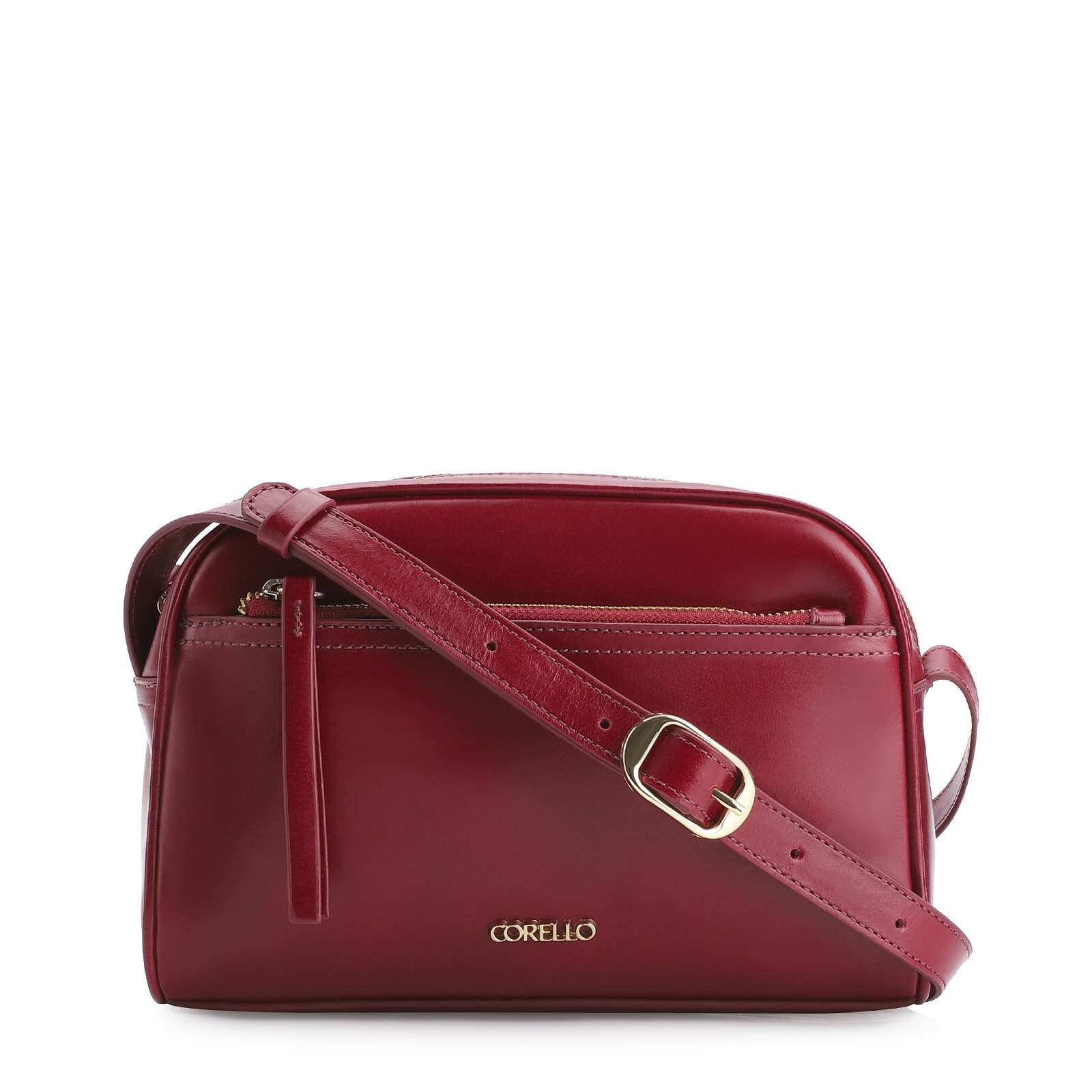 Bolsa Transversal Couro Vermelho Cereja