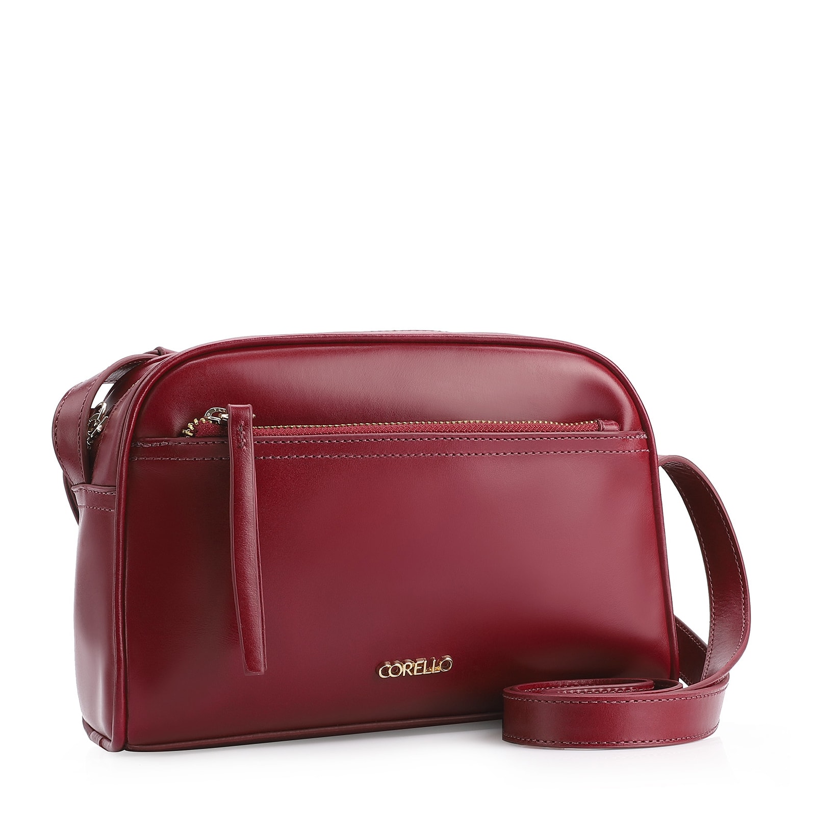 Bolsa Transversal Couro Vermelho Cereja