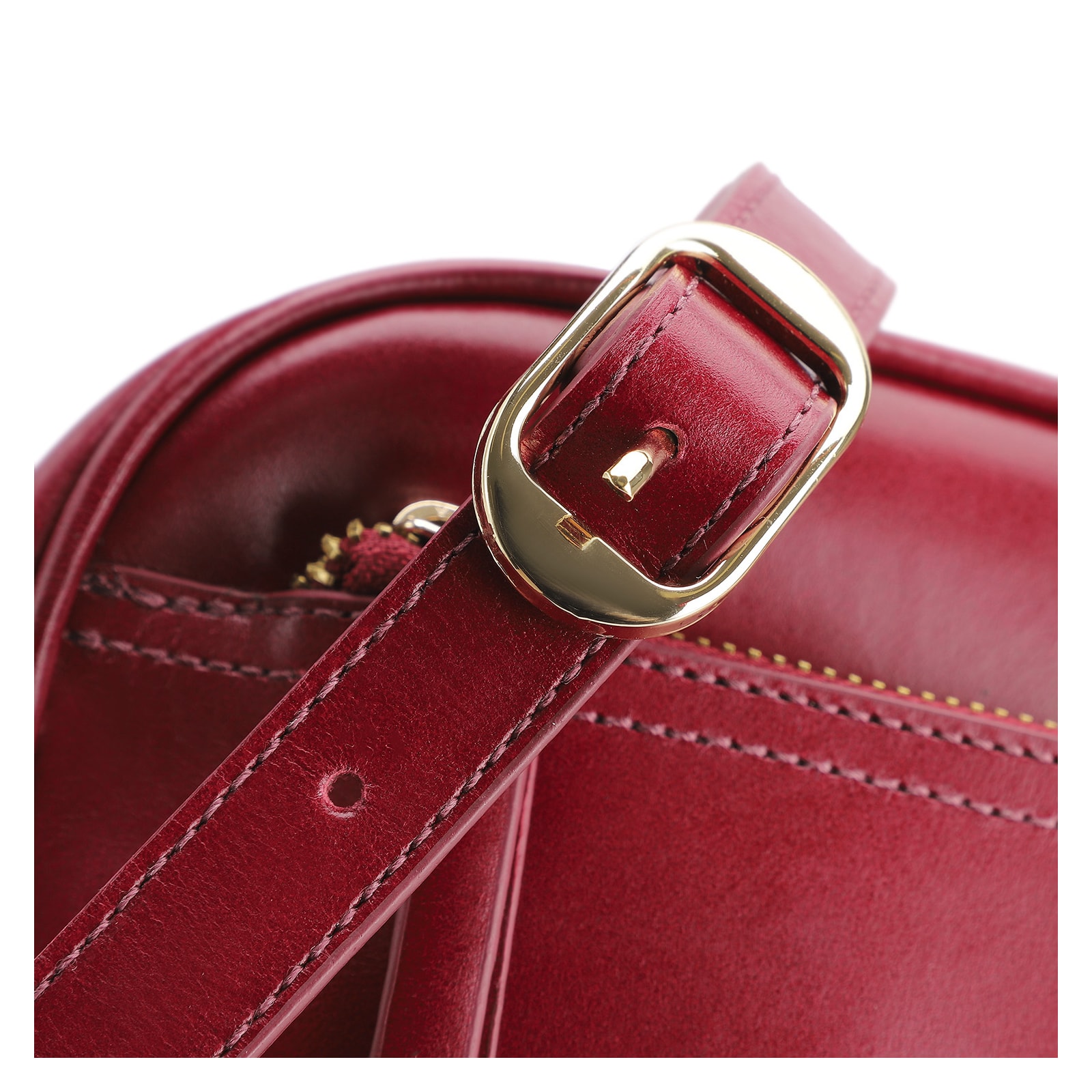 Bolsa Transversal Couro Vermelho Cereja