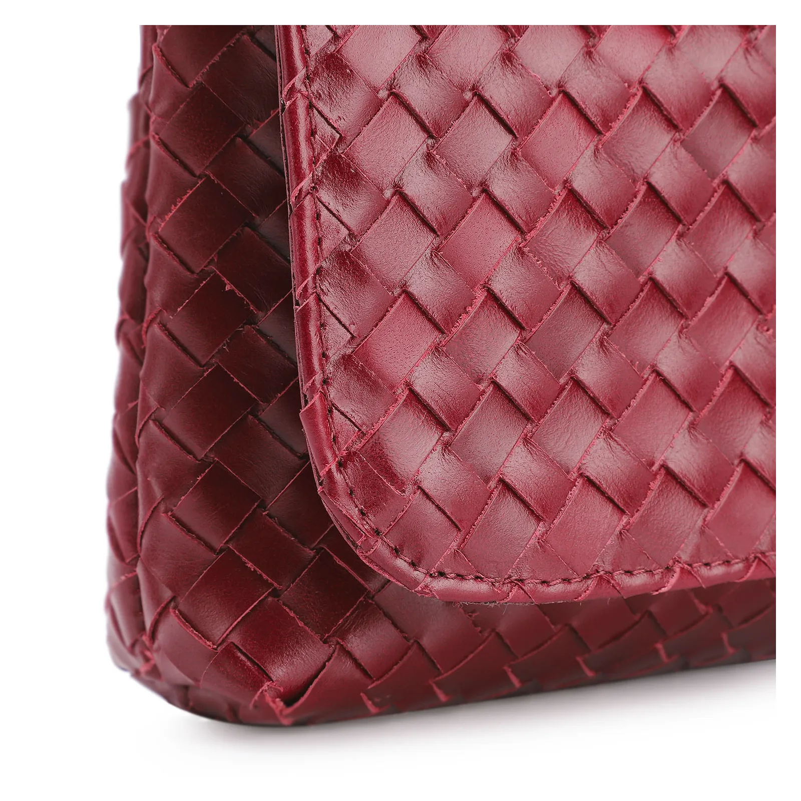 Bolsa Transversal Couro Vermelho Cereja