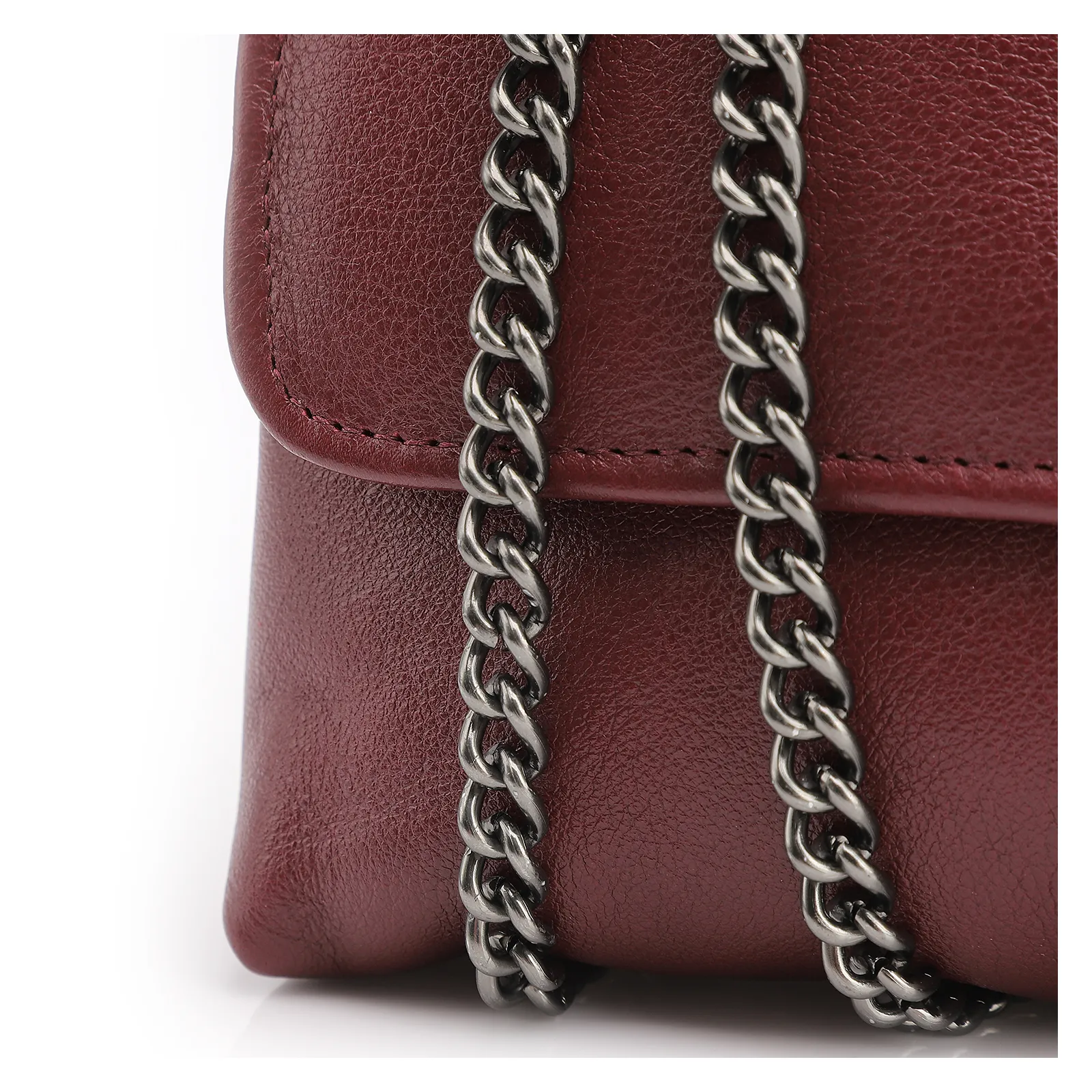  Bolsa Transversal Couro Vinho