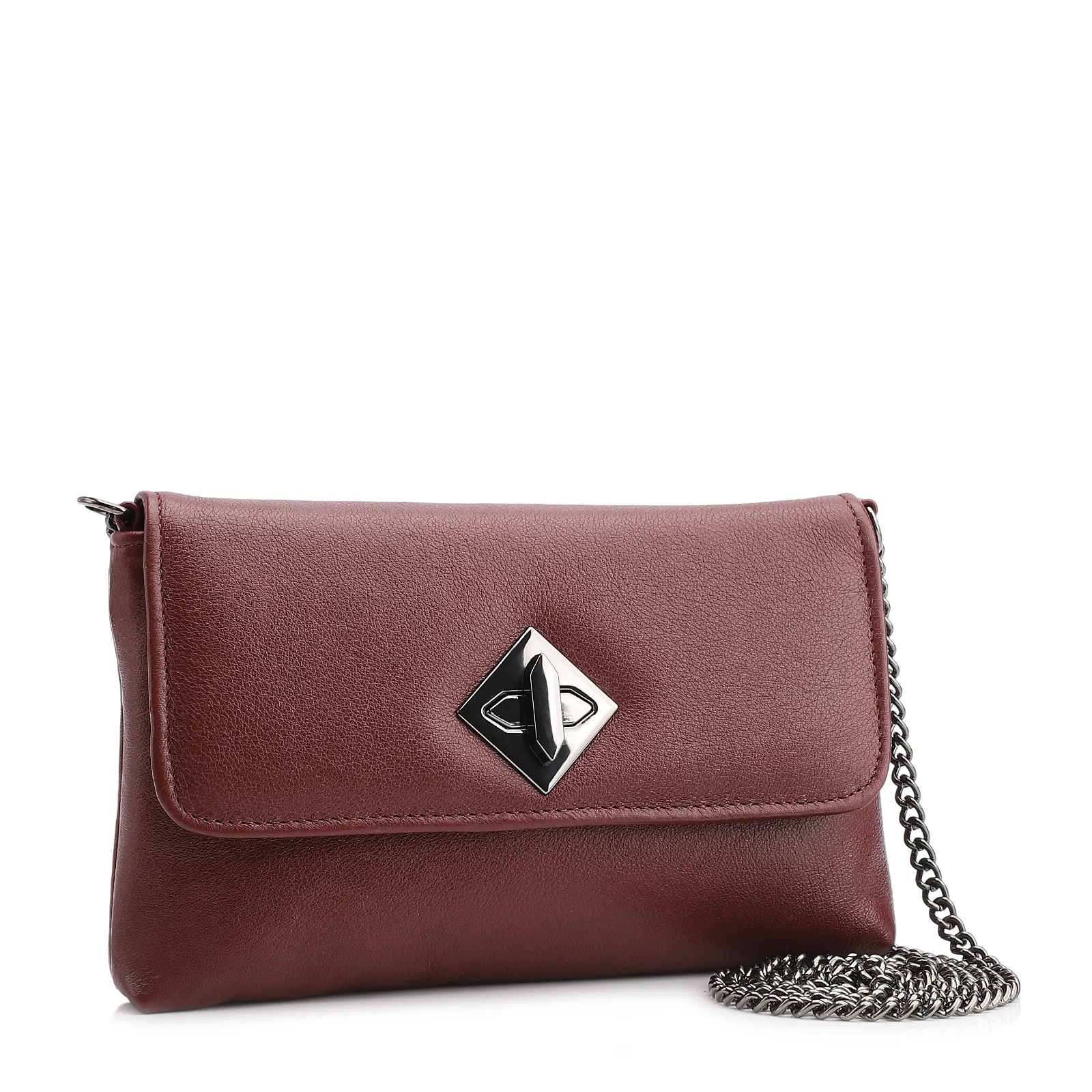 Bolsa Transversal Couro Vinho