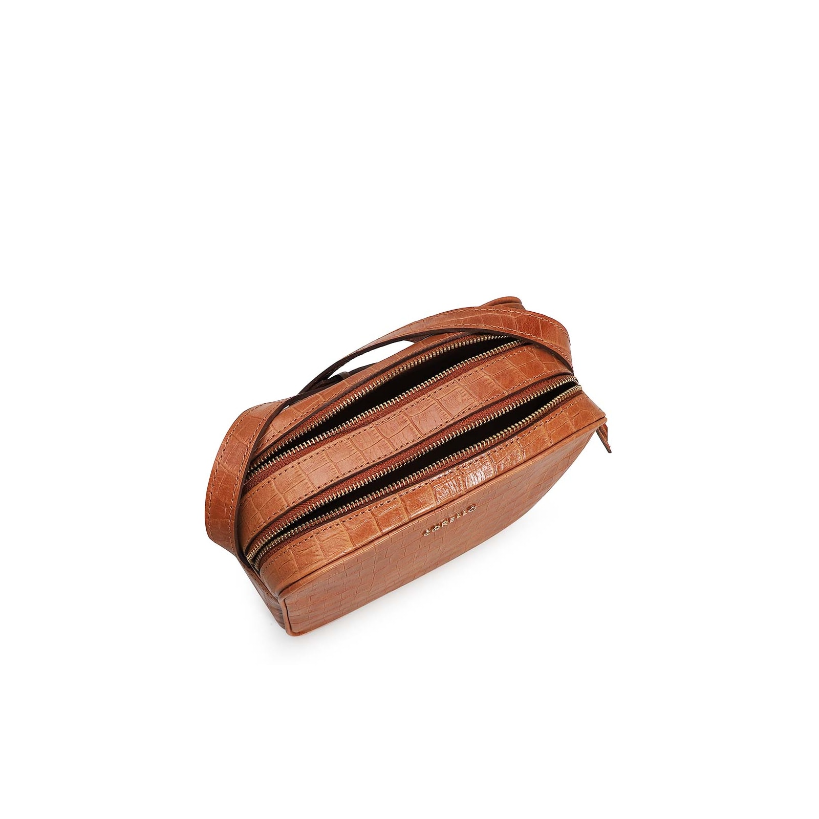 Bolsa Transversal Croco Caramelo