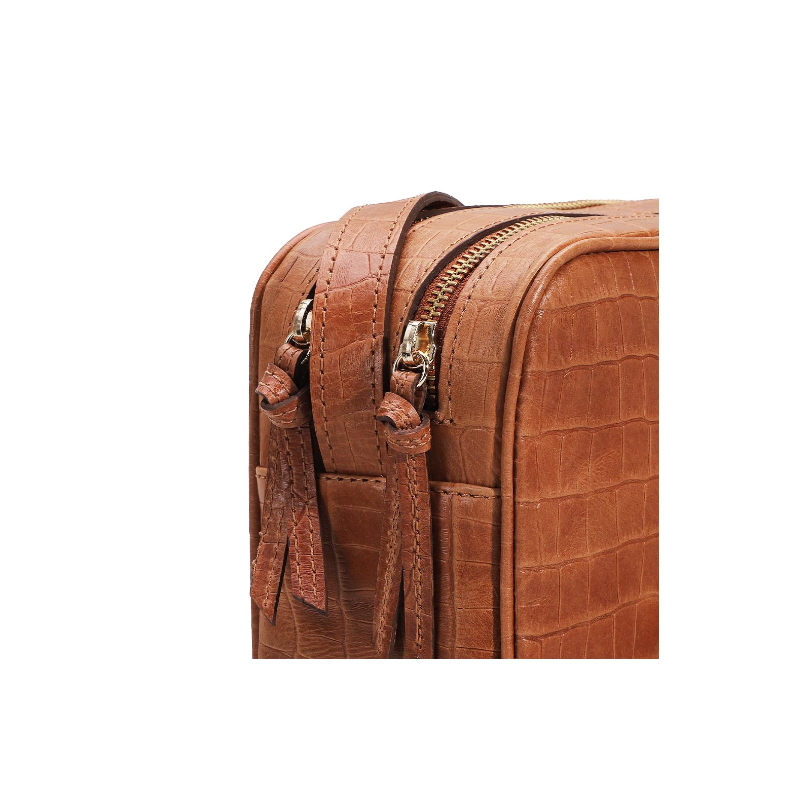 Bolsa Transversal Croco Caramelo
