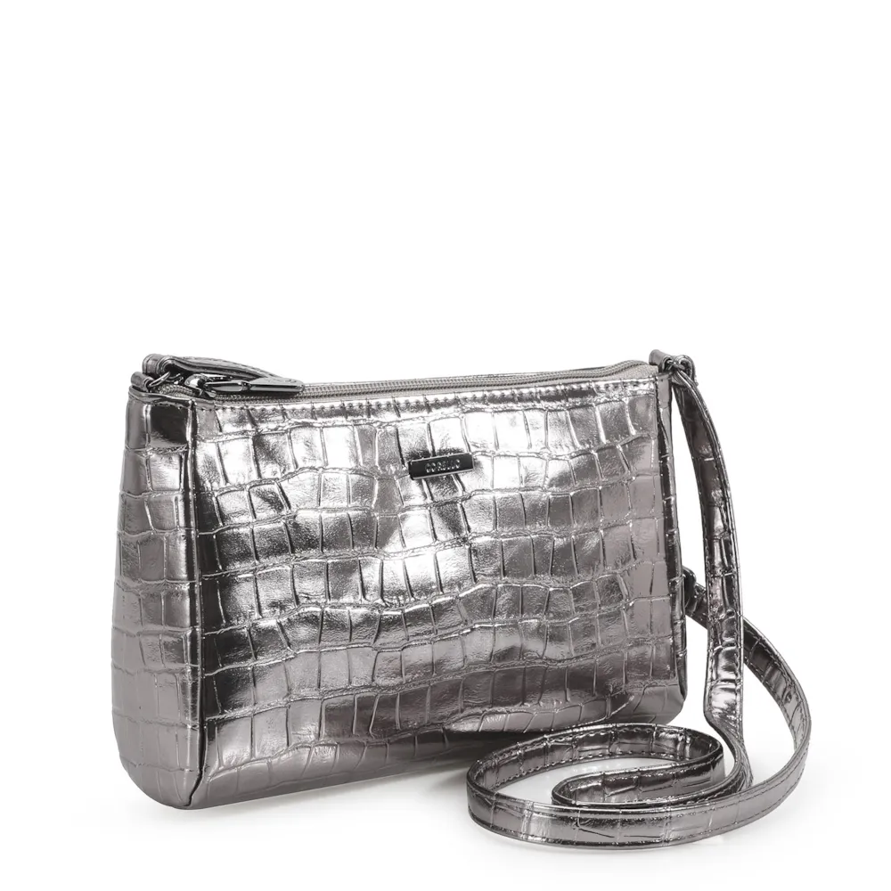 Bolsa Transversal Croco Prata - imagem 3