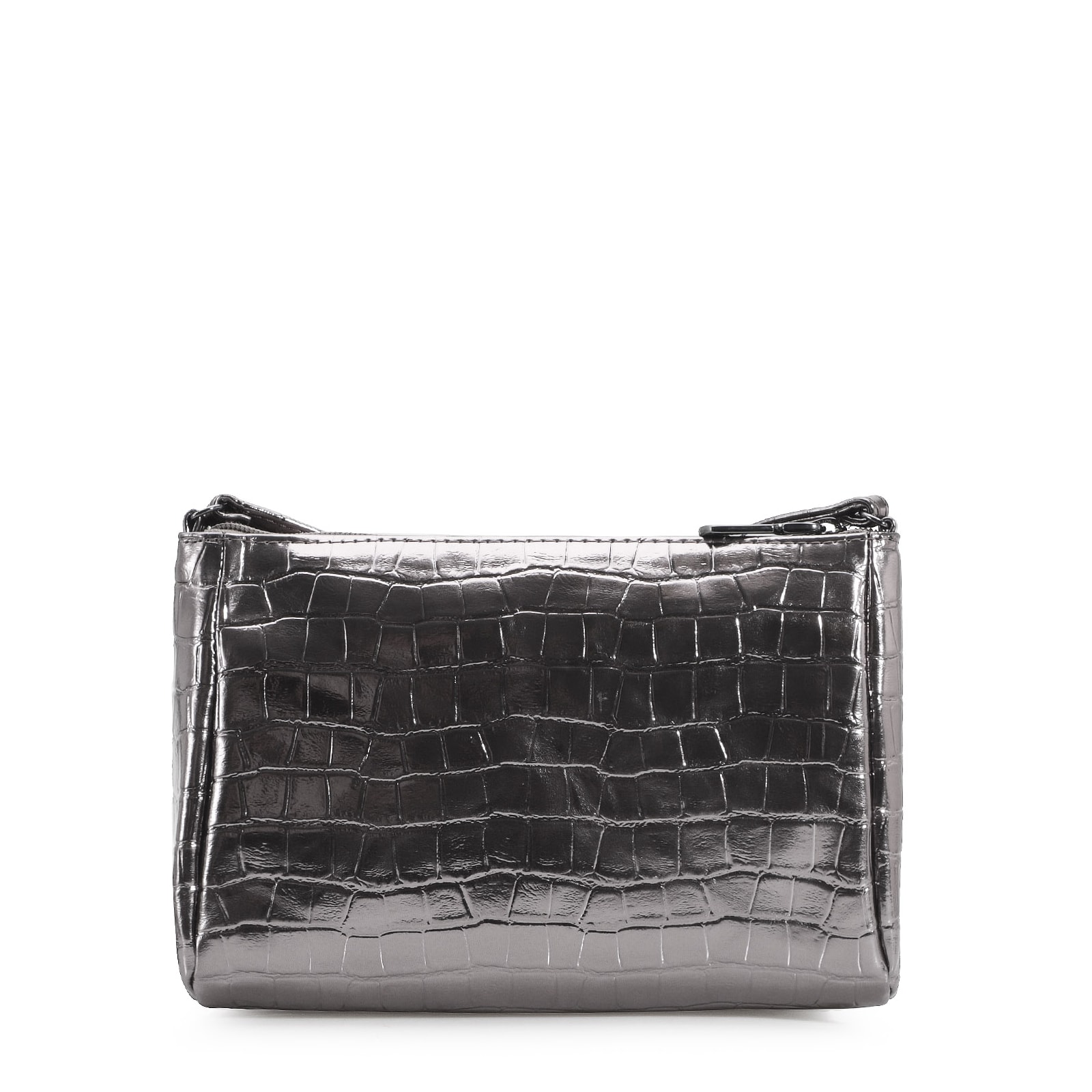 Bolsa Transversal Croco Prata