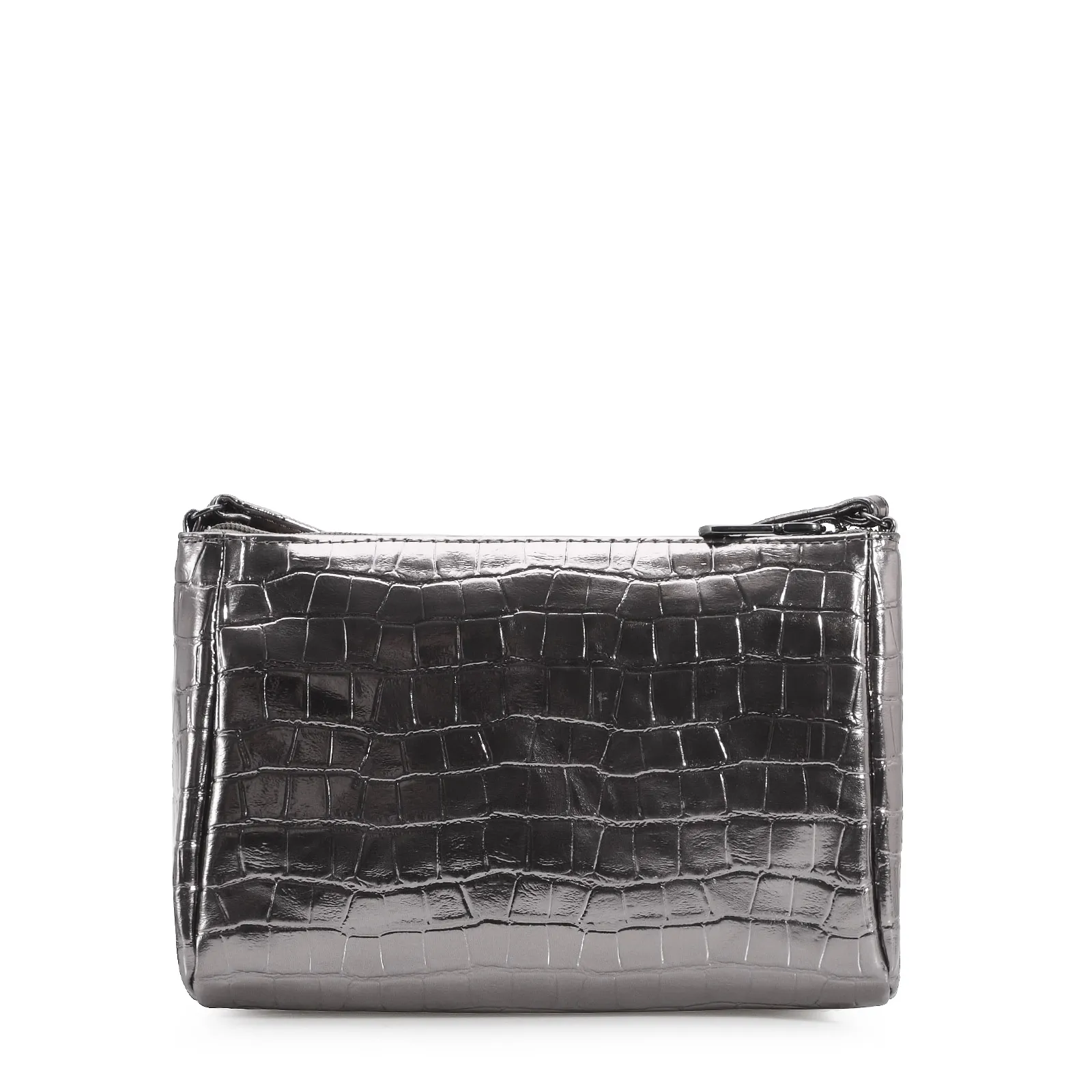 Bolsa Transversal Croco Prata