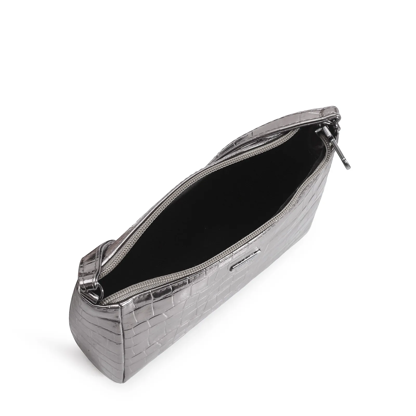 Bolsa Transversal Croco Prata
