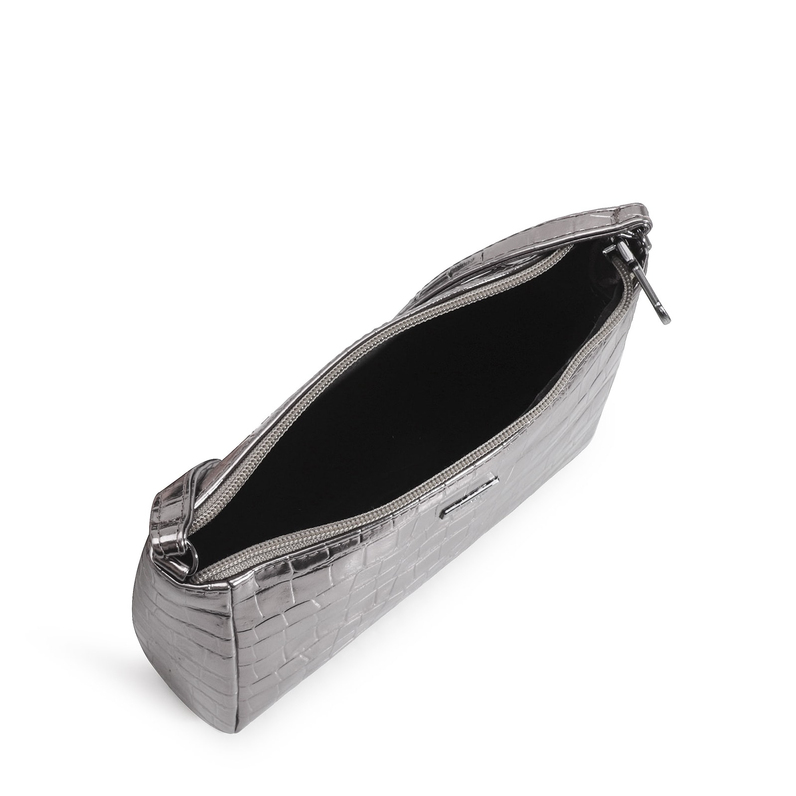 Bolsa Transversal Croco Prata