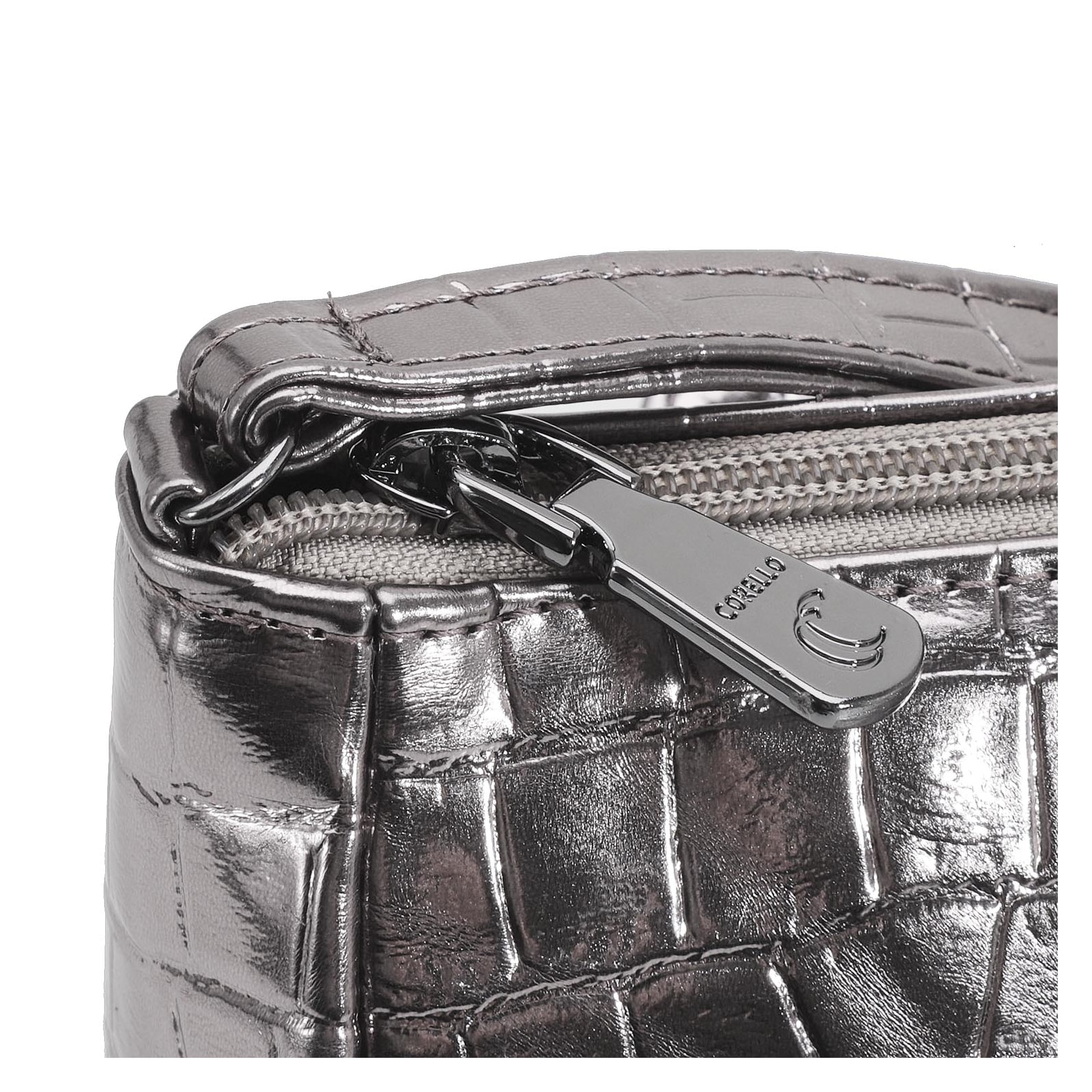 Bolsa Transversal Croco Prata