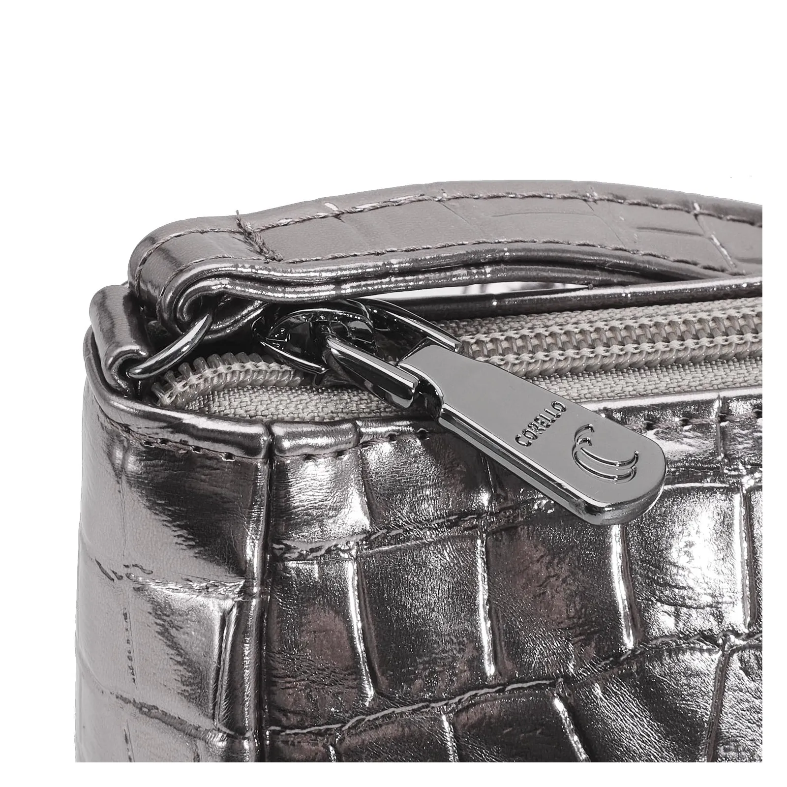 Bolsa Transversal Croco Prata
