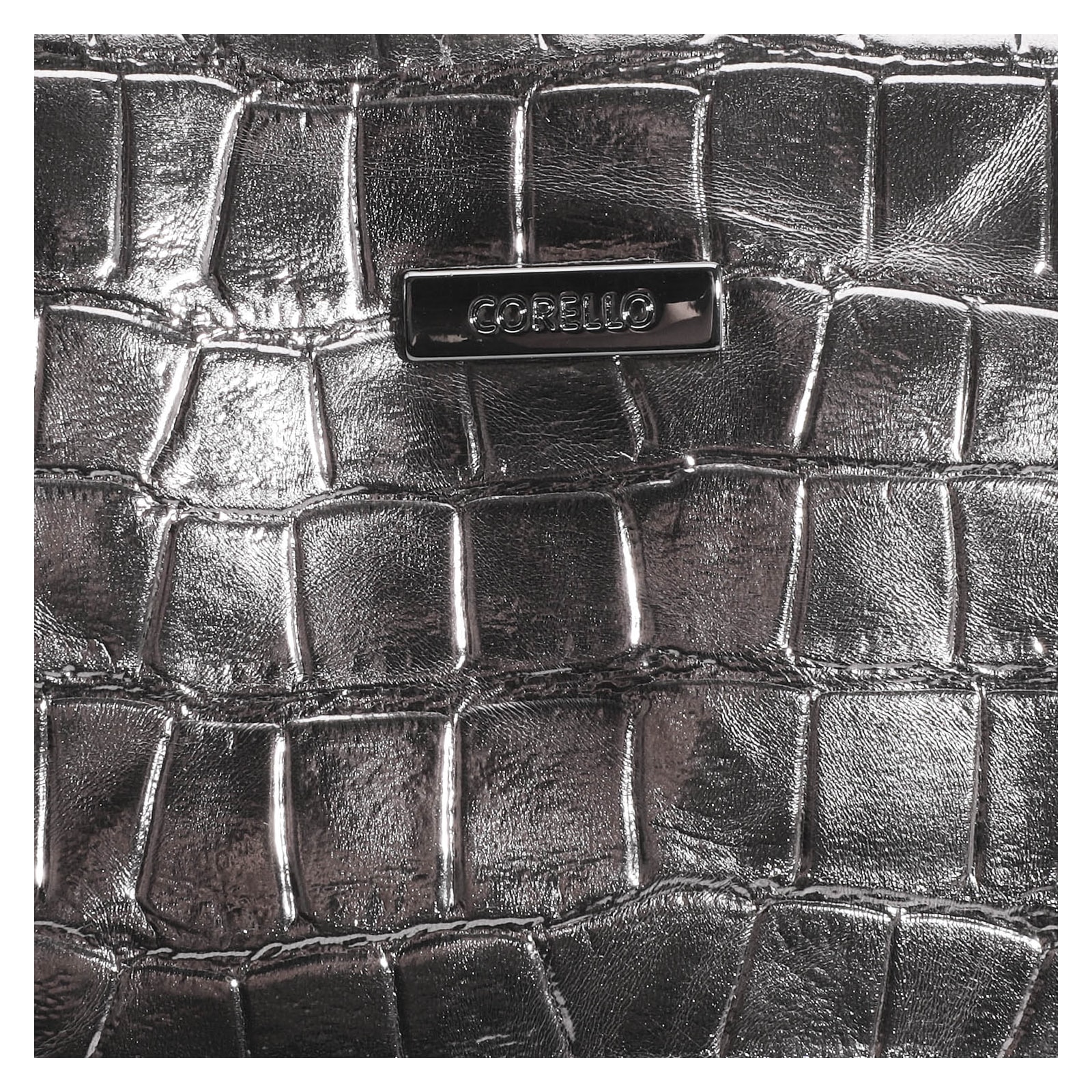 Bolsa Transversal Croco Prata