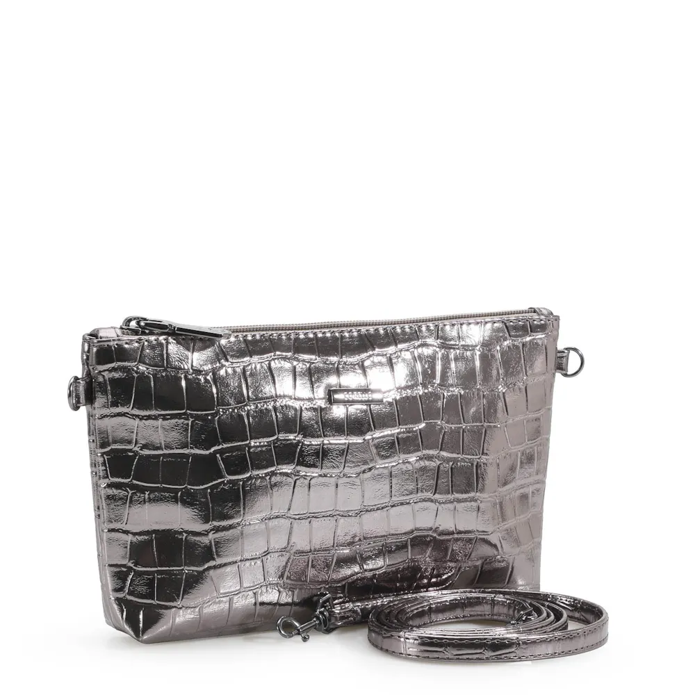 Bolsa Transversal Croco Prata Velho - imagem 3