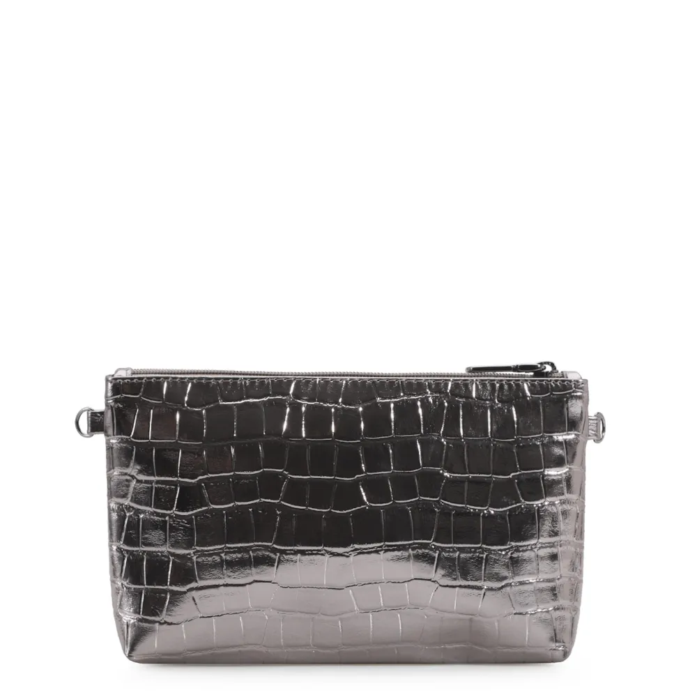 Bolsa Transversal Croco Prata Velho - imagem 4