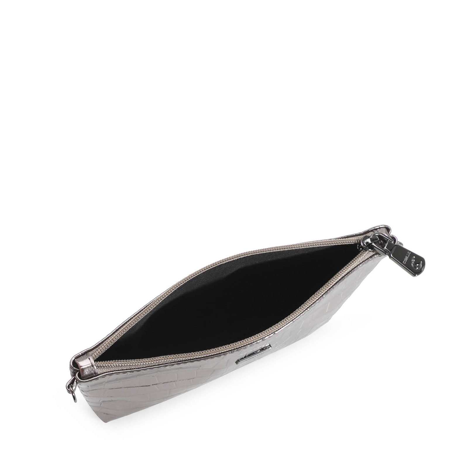 Bolsa Transversal Croco Prata Velho