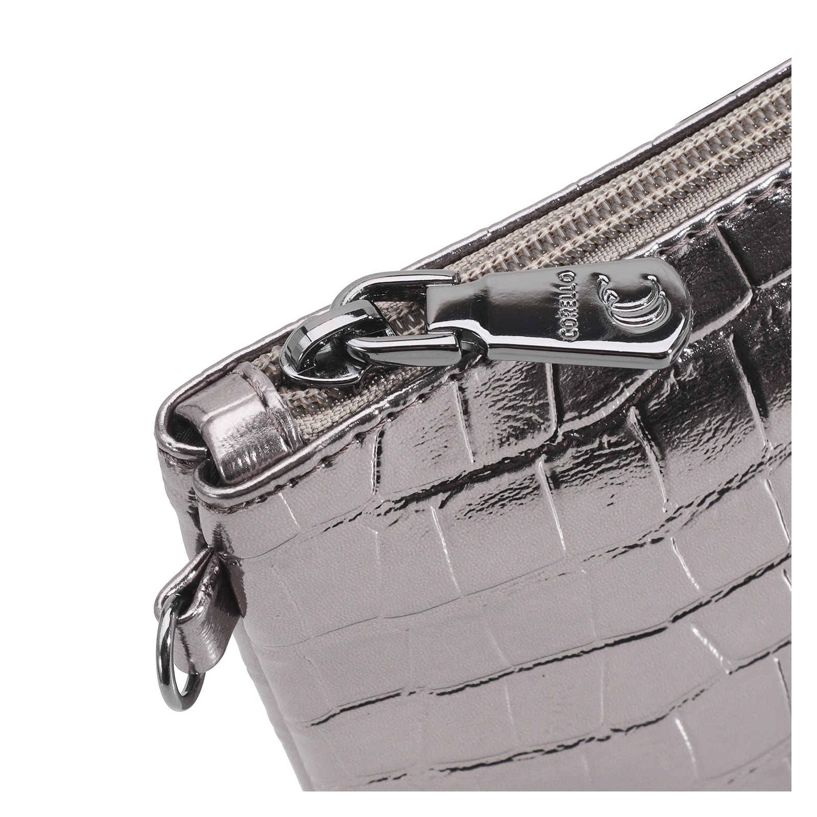 Bolsa Transversal Croco Prata Velho