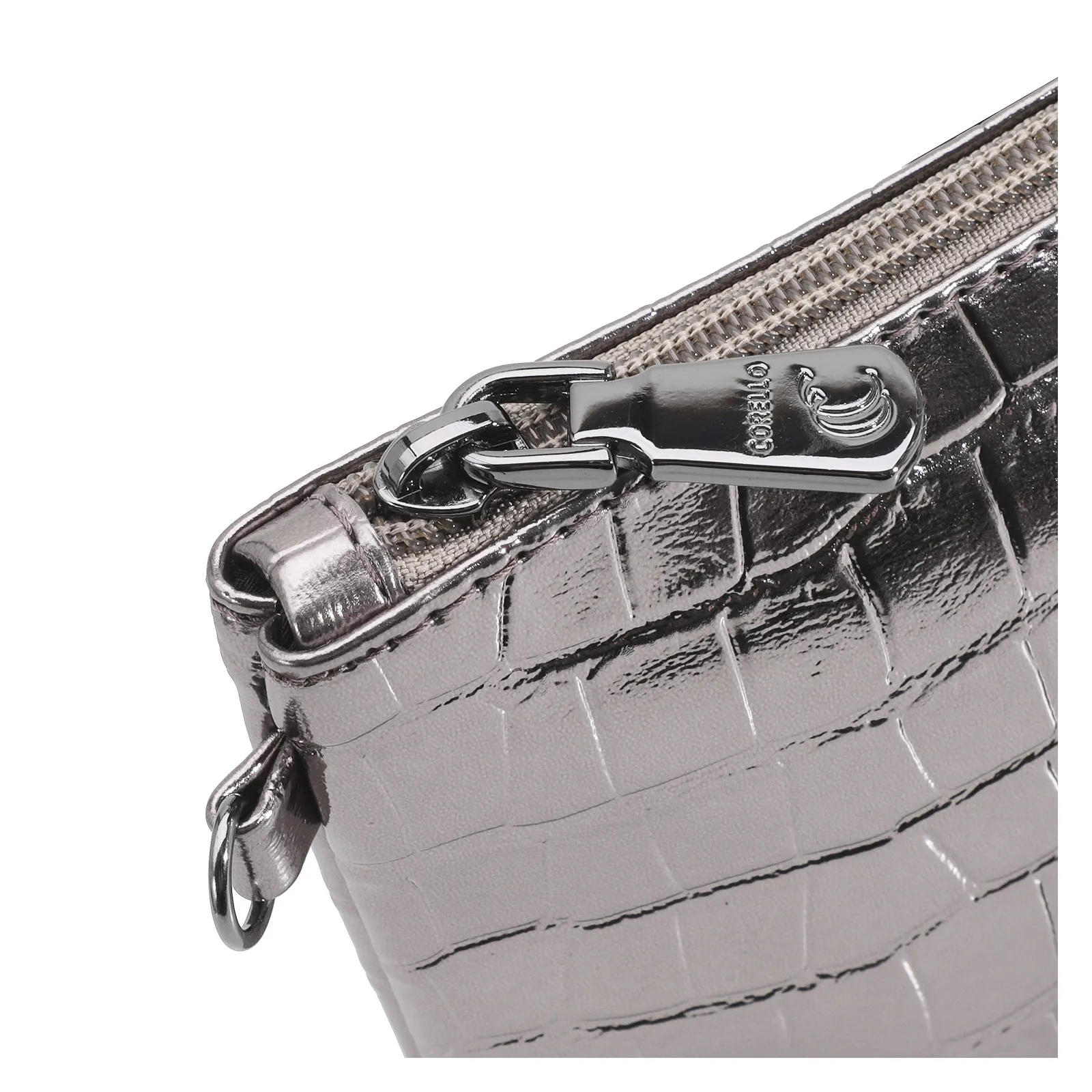Bolsa Transversal Croco Prata Velho