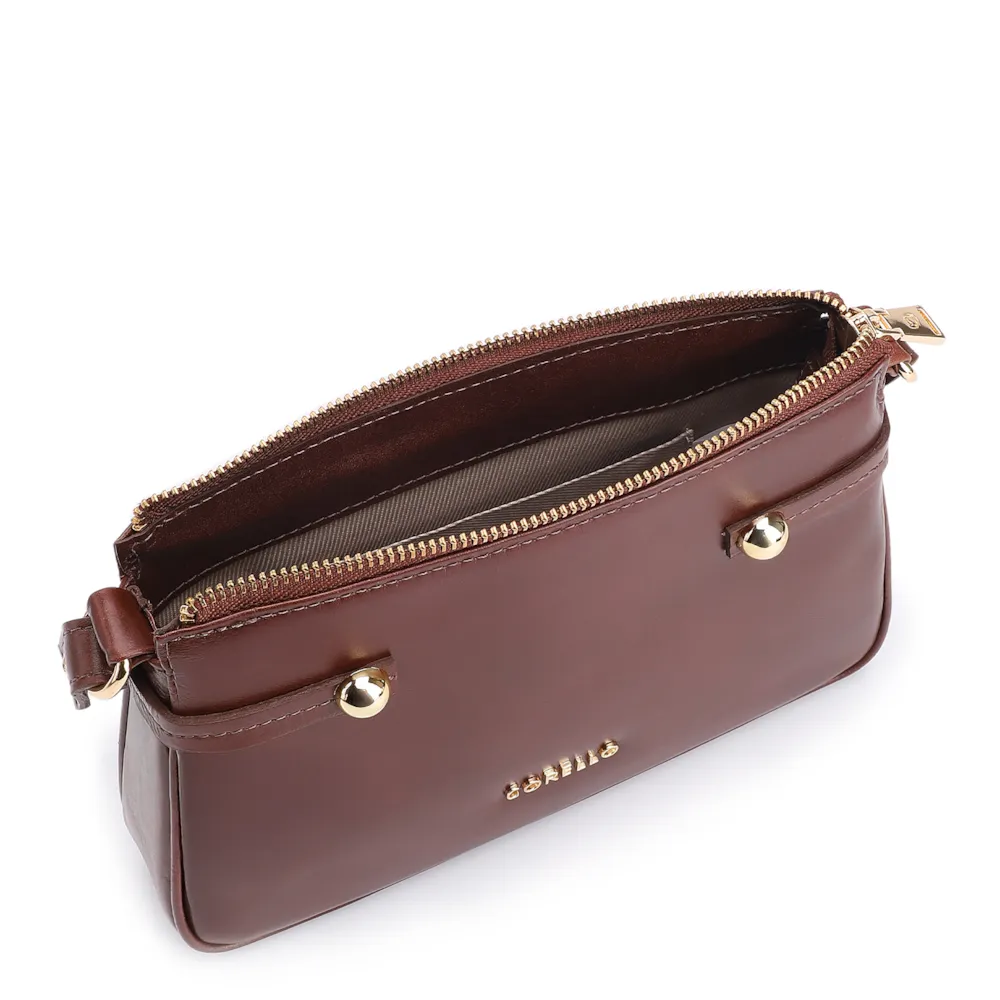 Bolsa Transversal Esfera Couro Marrom - imagem 5