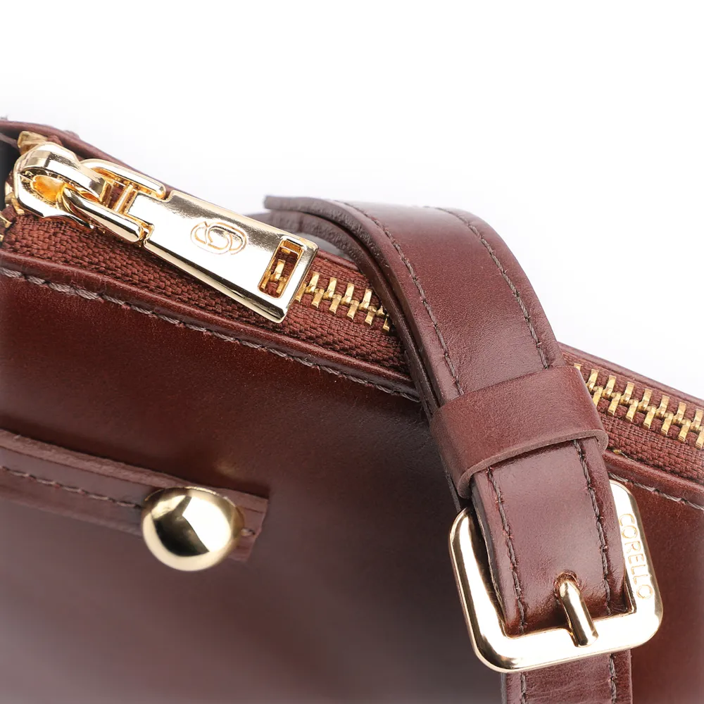 Bolsa Transversal Esfera Couro Marrom - imagem 6