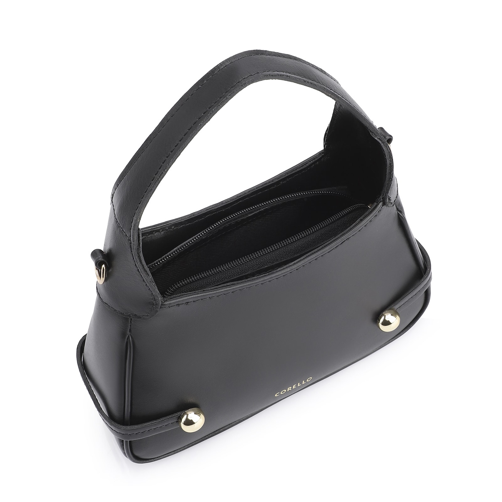 Bolsa Transversal Esfera Couro Preto